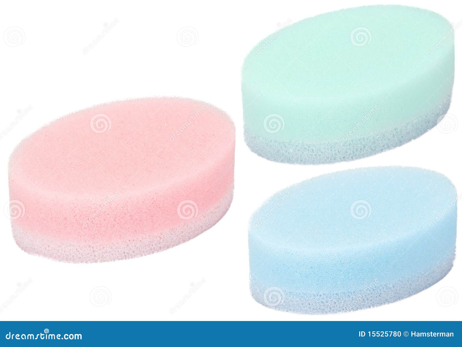 Set of 3 Multicolored Oval Bath Sponges Stock Photo Image of whisp, surface 15525780