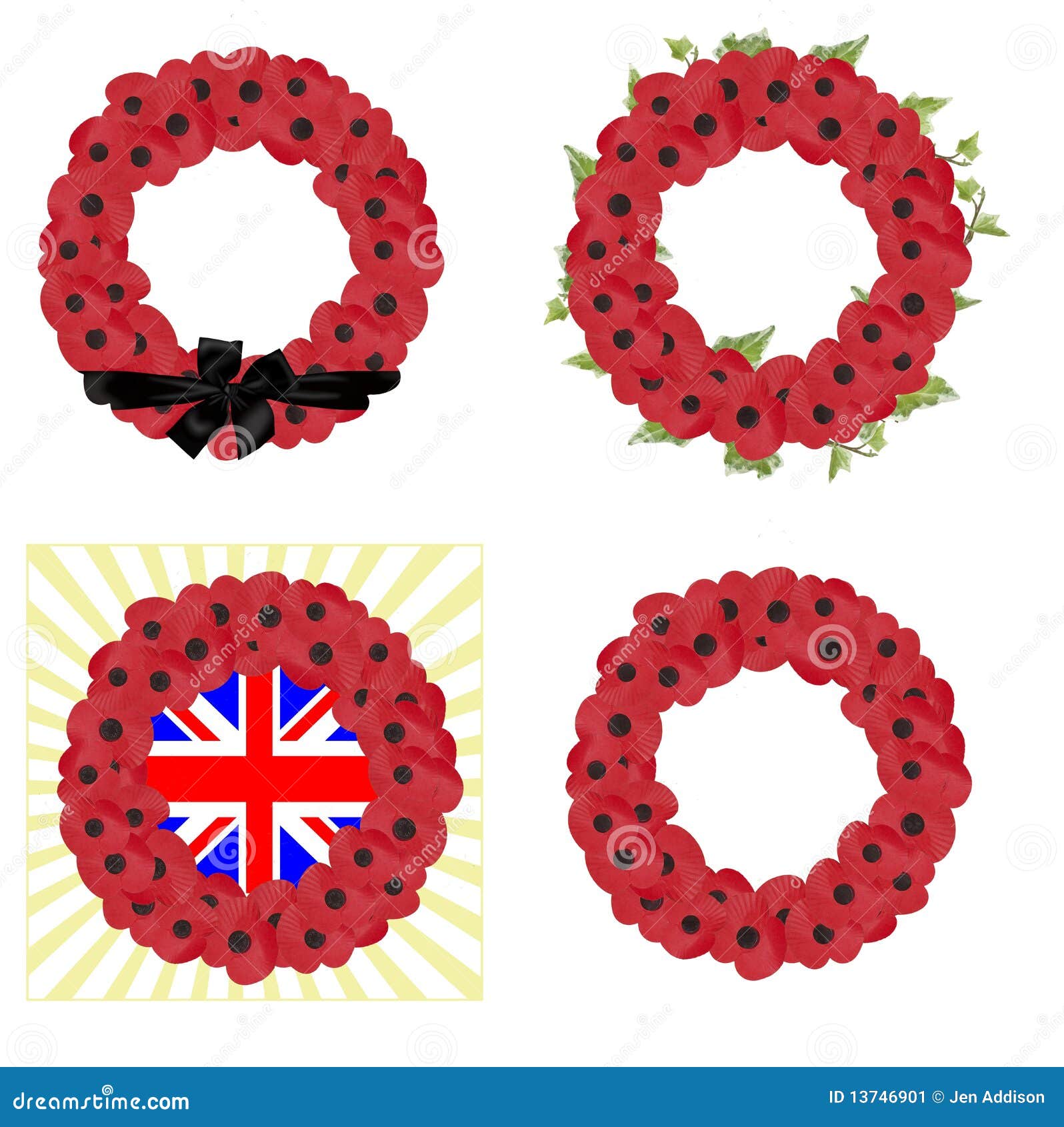 set of 4 remembrance wreaths 