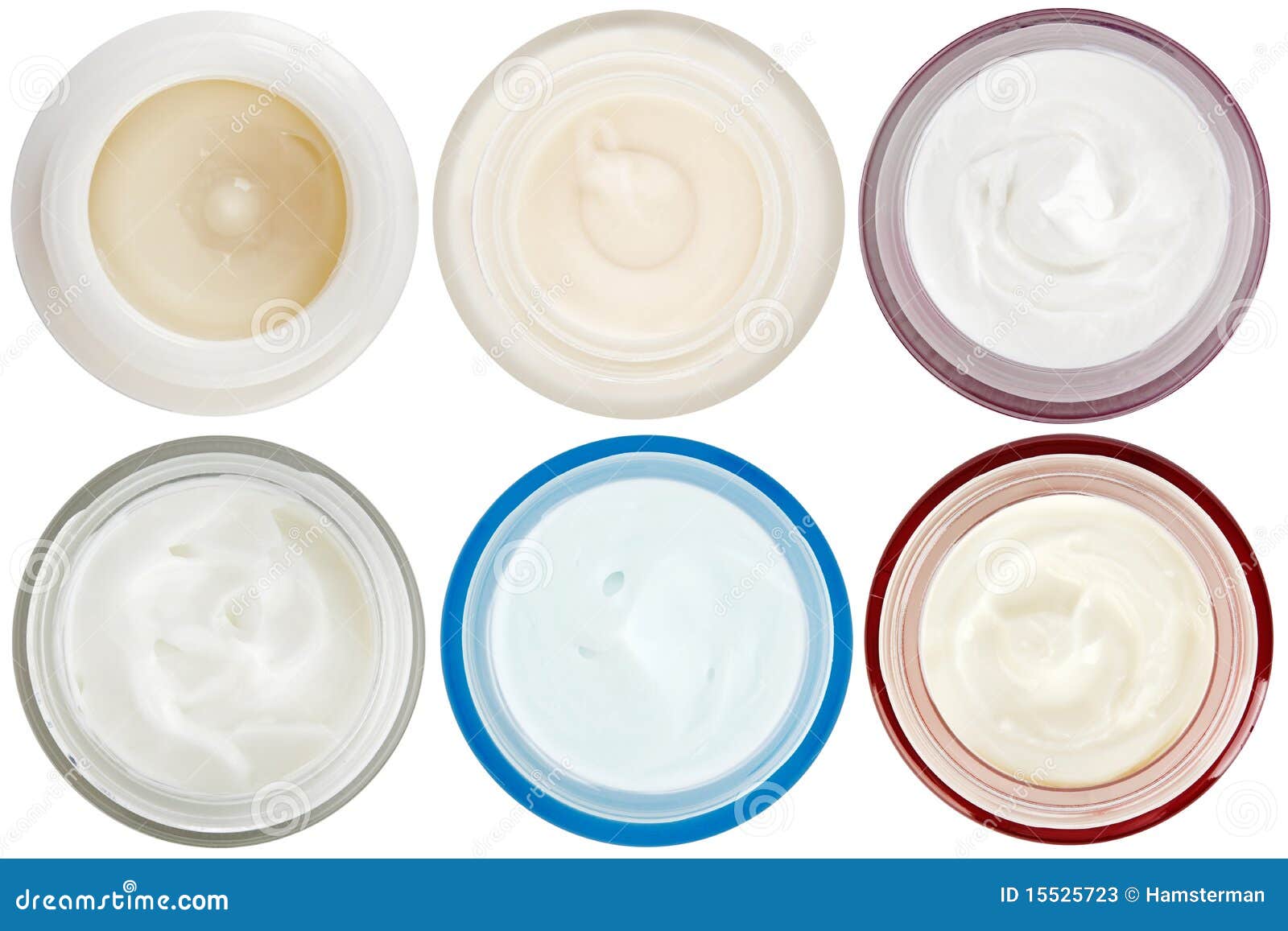 set of 6 different dermal creams and gels
