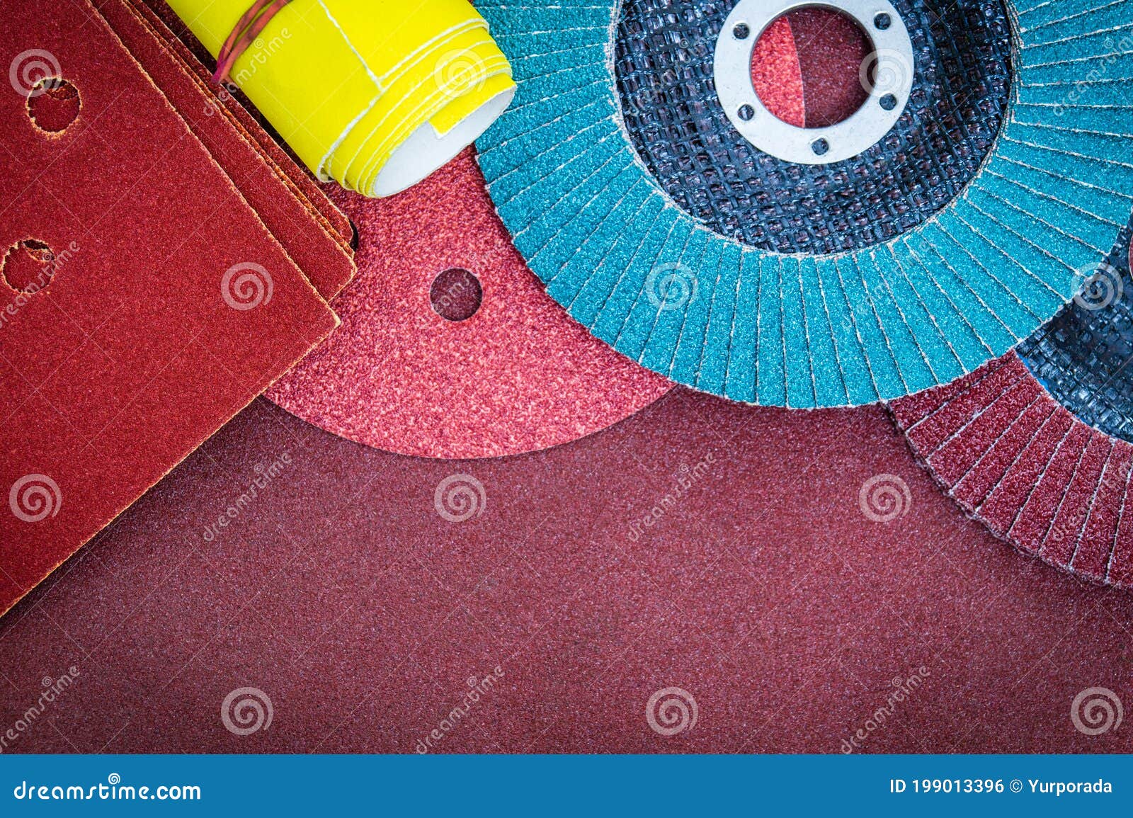 A Set of Abrasive Tools and Sandpaper for Cleaning or Sanding Various