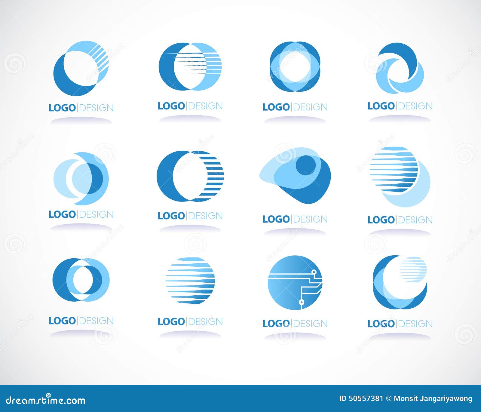 set of abstract blue  icons