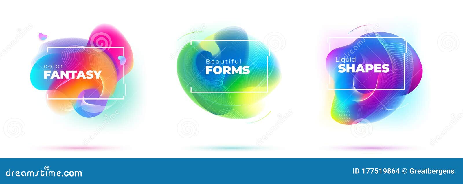set of abstract liquid s for background . fluid dynamic graphic  for modern banner, poster, flyer or