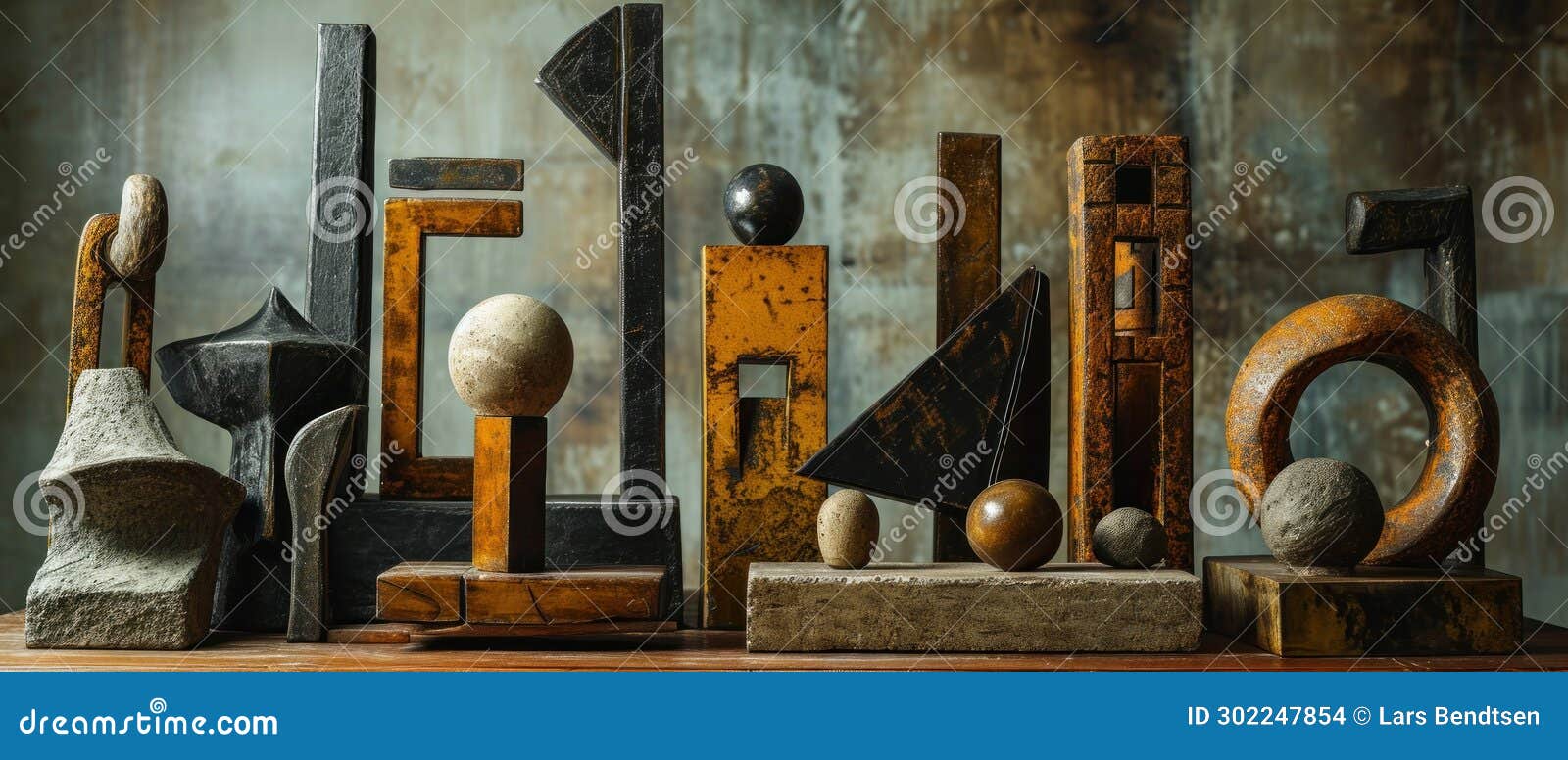 set of abstract modern decor sculptures - ai generated