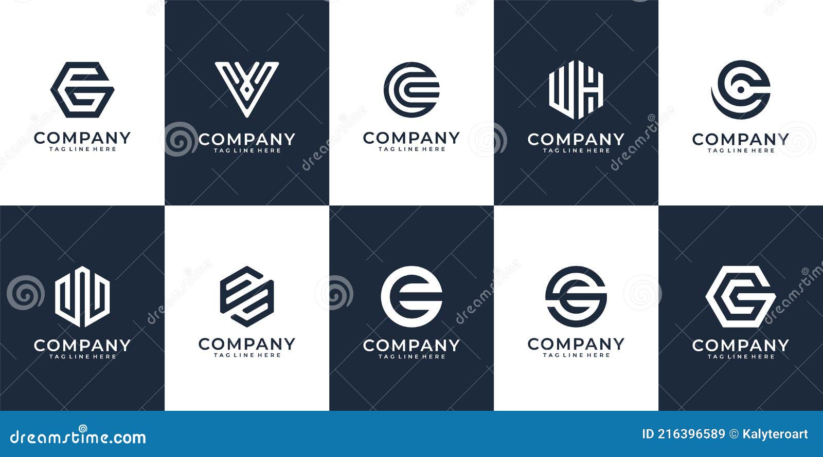 Set of Abstract Monogram Logo Design Inspiration Stock Vector