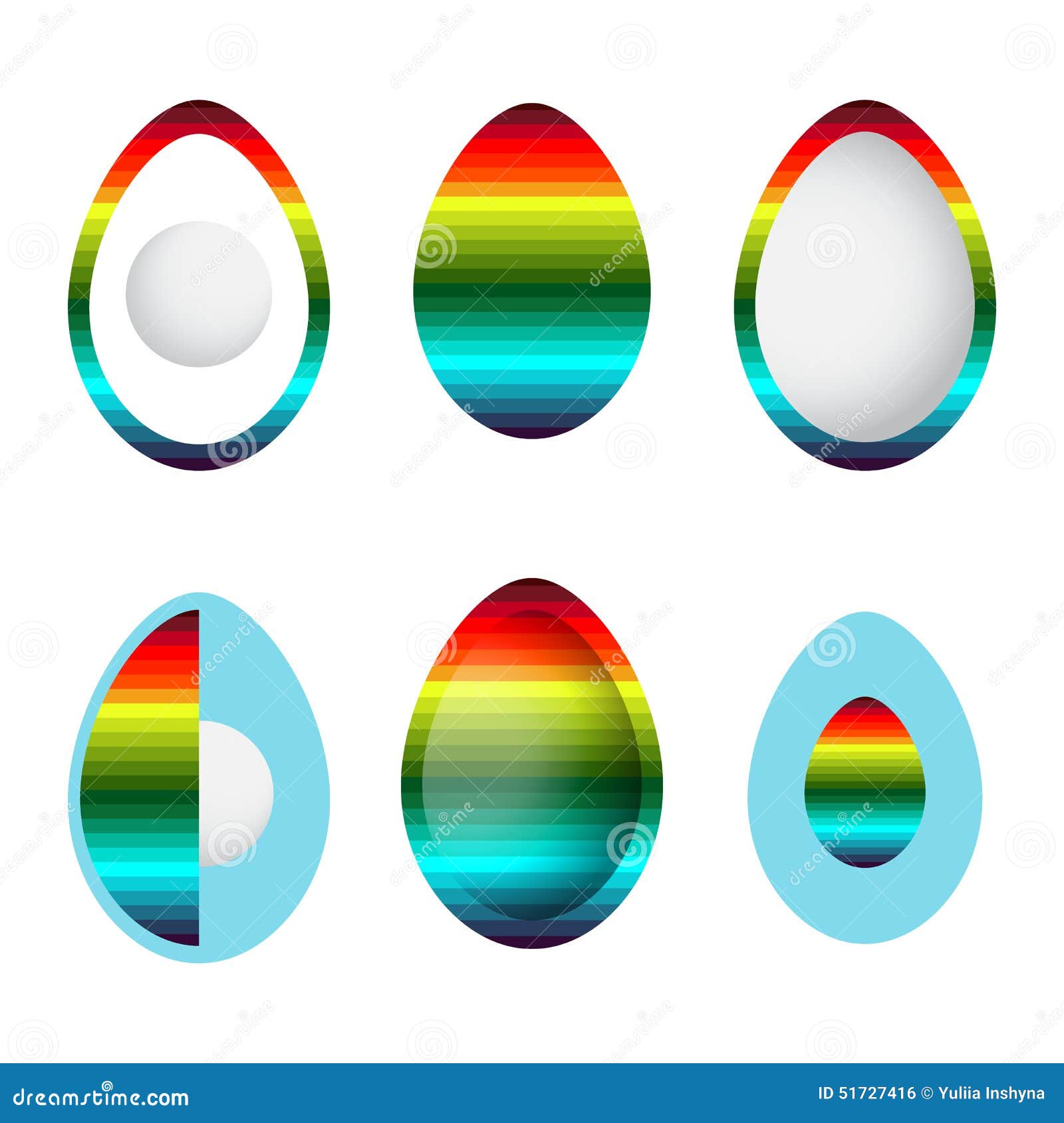 Set of Abstract Rainbow Eggs Stock Vector - Illustration of rainbow ...