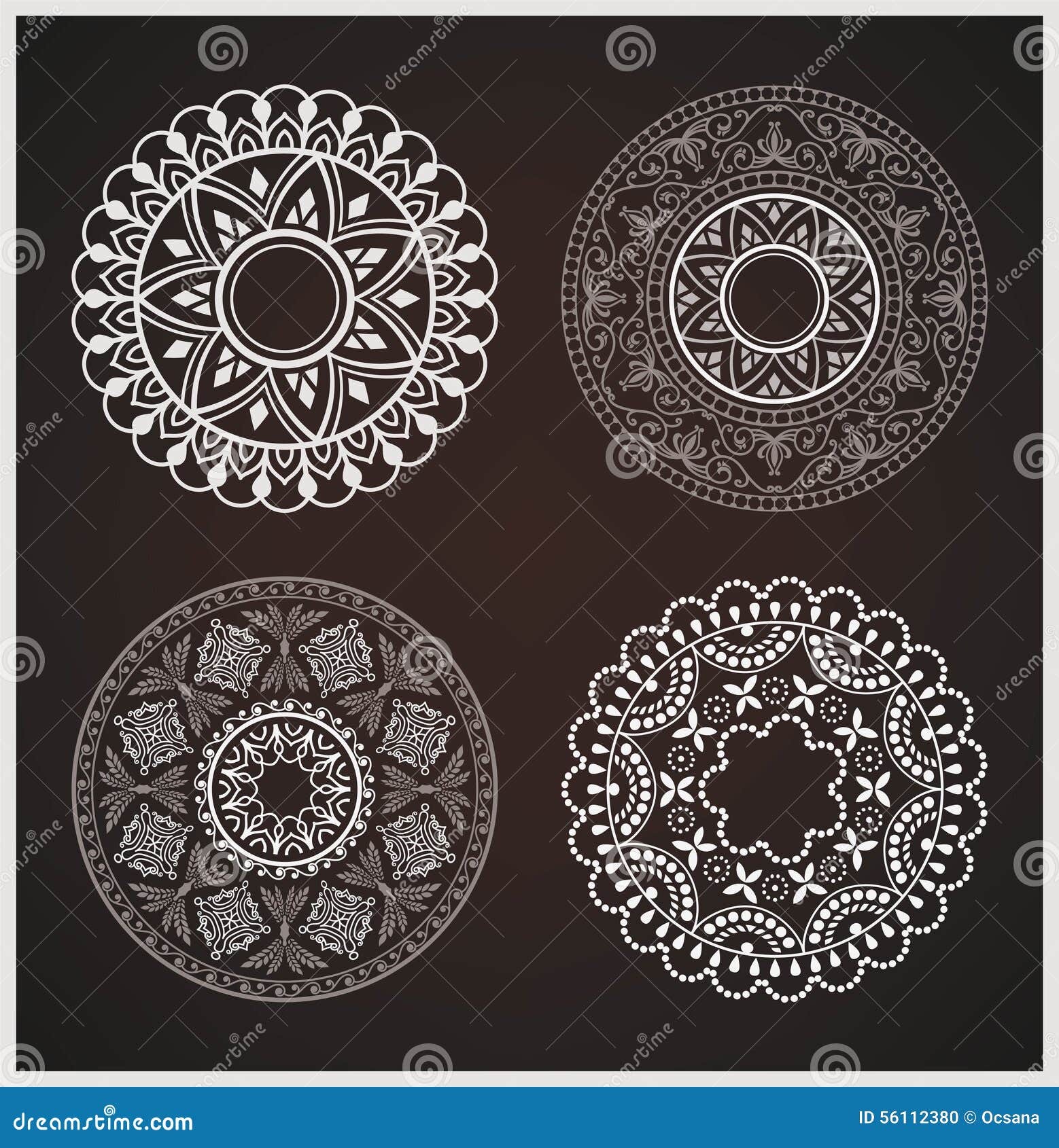 Set Of Abstract, Round Ornaments, Stencils Stock Vector - Image: 56112380