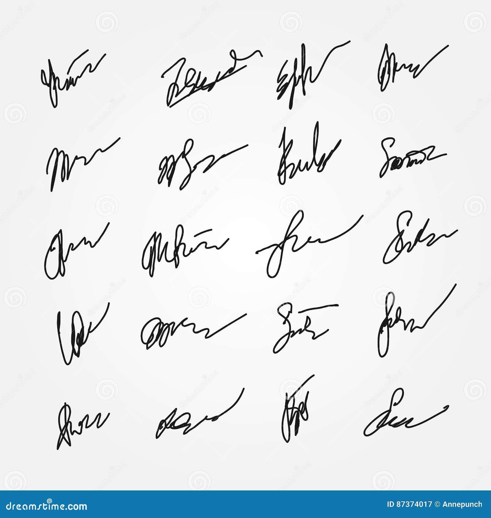 Set of Abstract Signatures. Unreadable Autographs Stock Vector ...