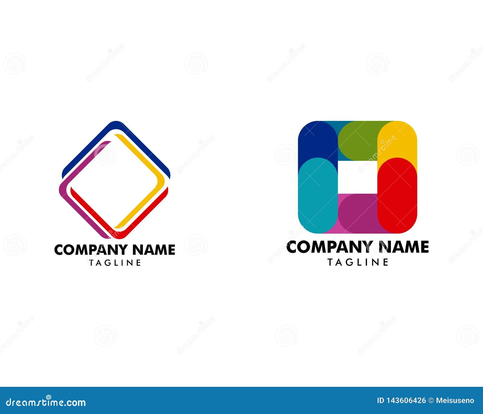 Set Of Abstract Square Logo Design Template Stock ...