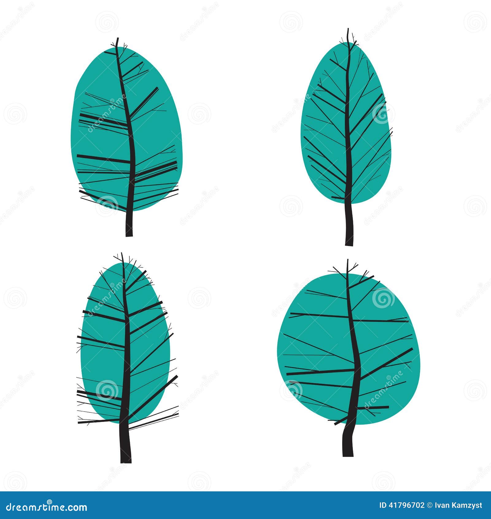 set of abstract stylized  of trees