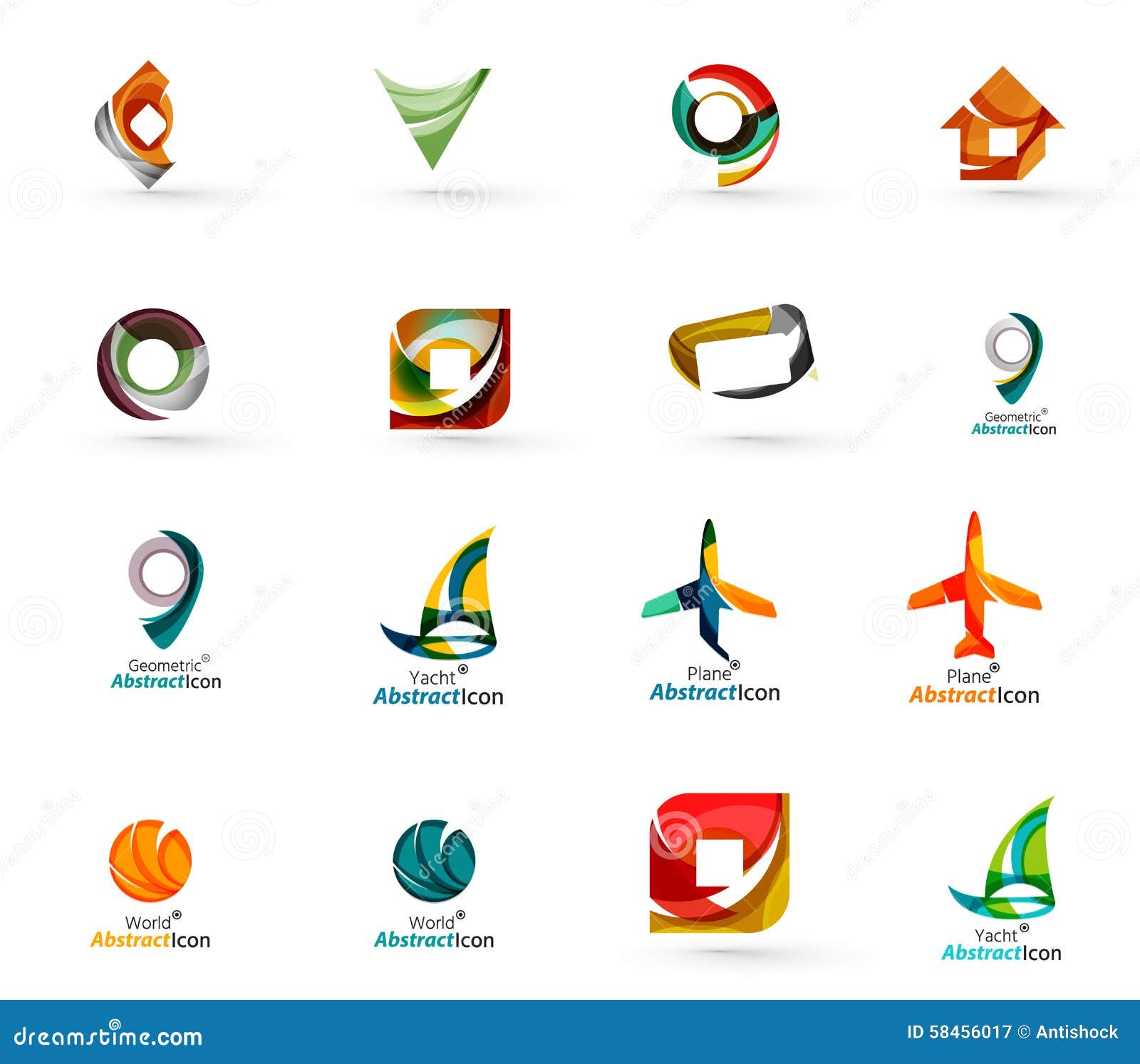 Set Of Abstract Travel Logo Icons. Business, App Stock 