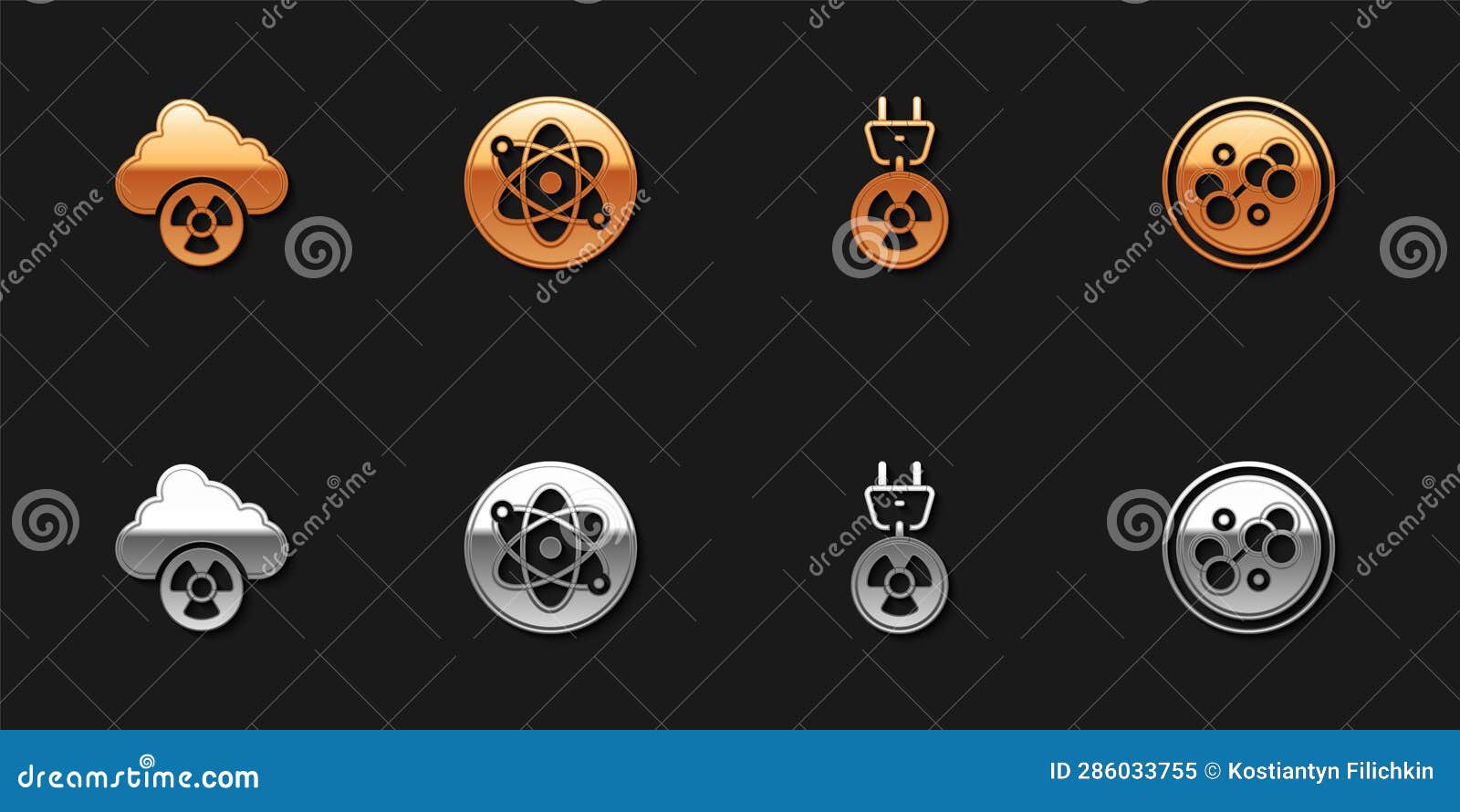Set Acid Rain and Radioactive Cloud, Atom, Radiation Electrical Plug