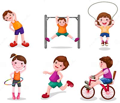 Set of Activity Kids Playing Stock Vector - Illustration of body ...