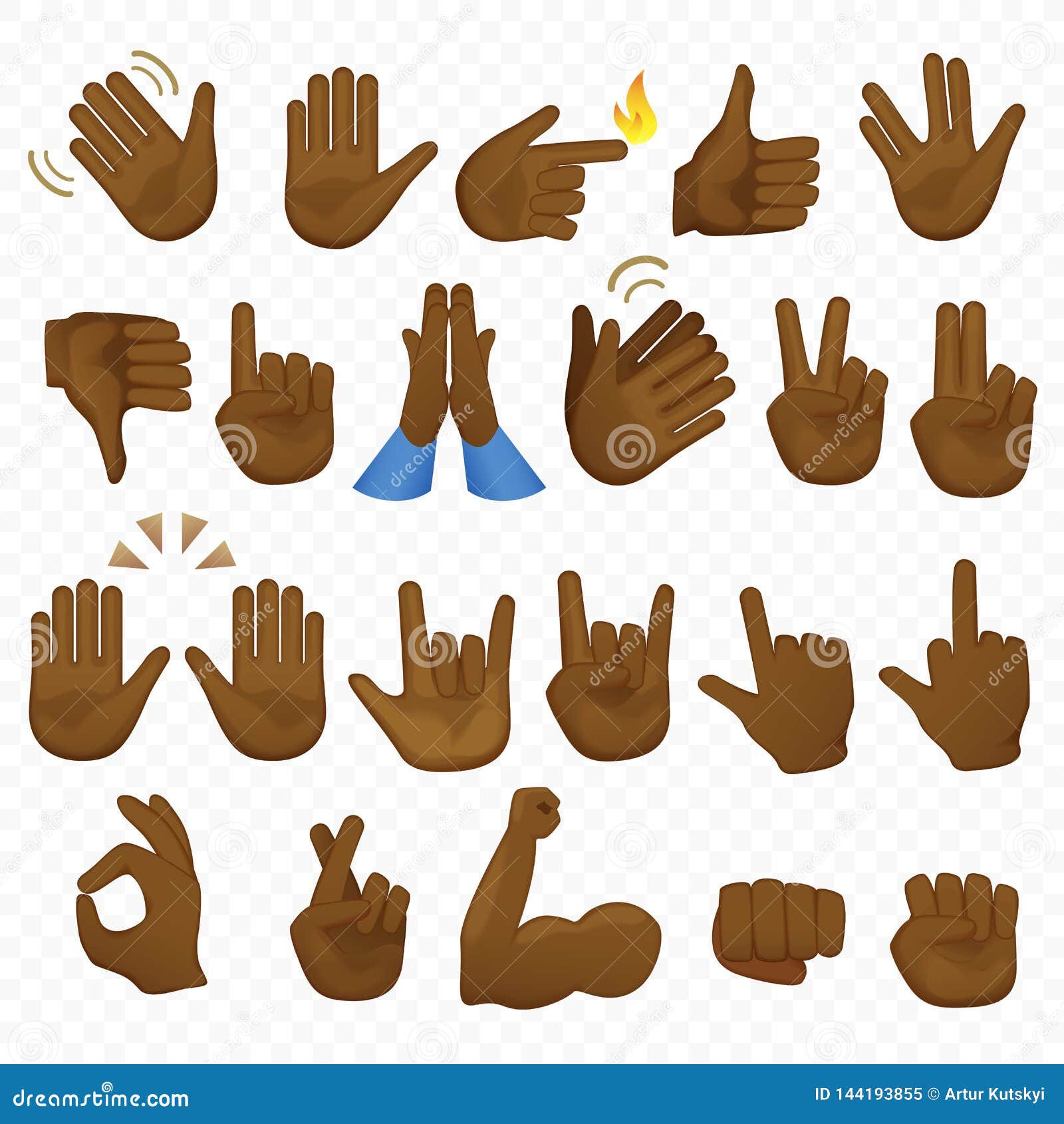 Hand Emoji Icon Set Hands Gestures Hand Emoticons Vector