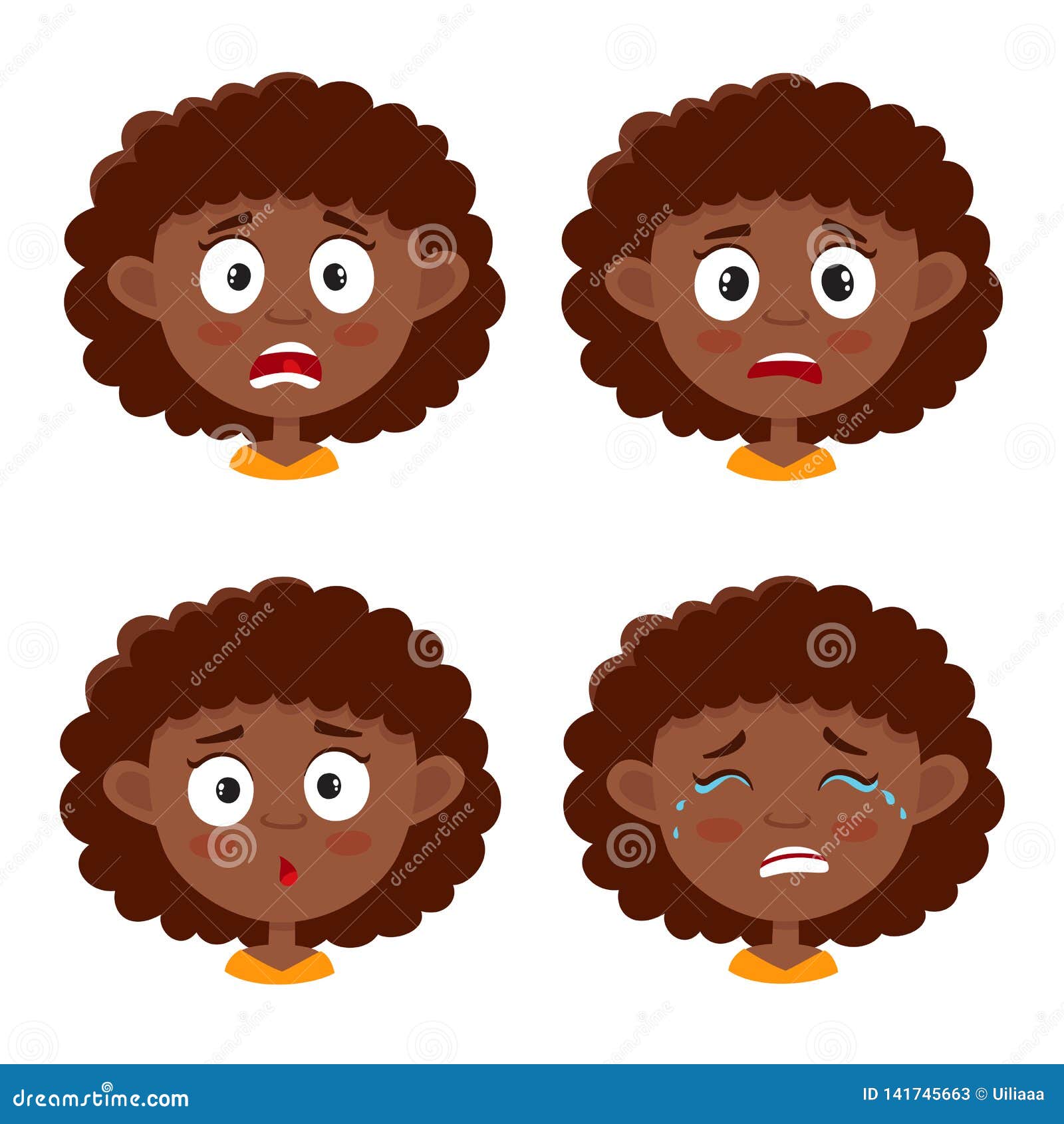 Little girl scared face expression cartoon Vector Image