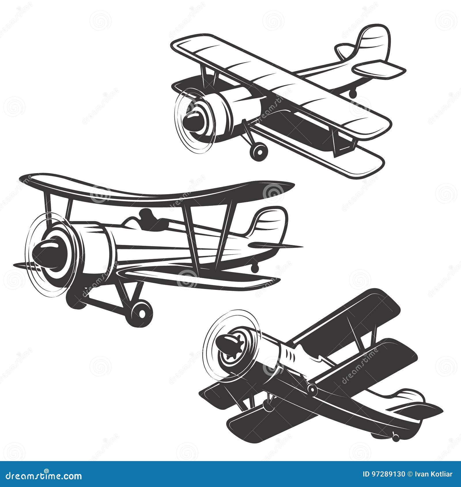 Set Of Airplane Icons Isolated On White Background. Design Elements For ...