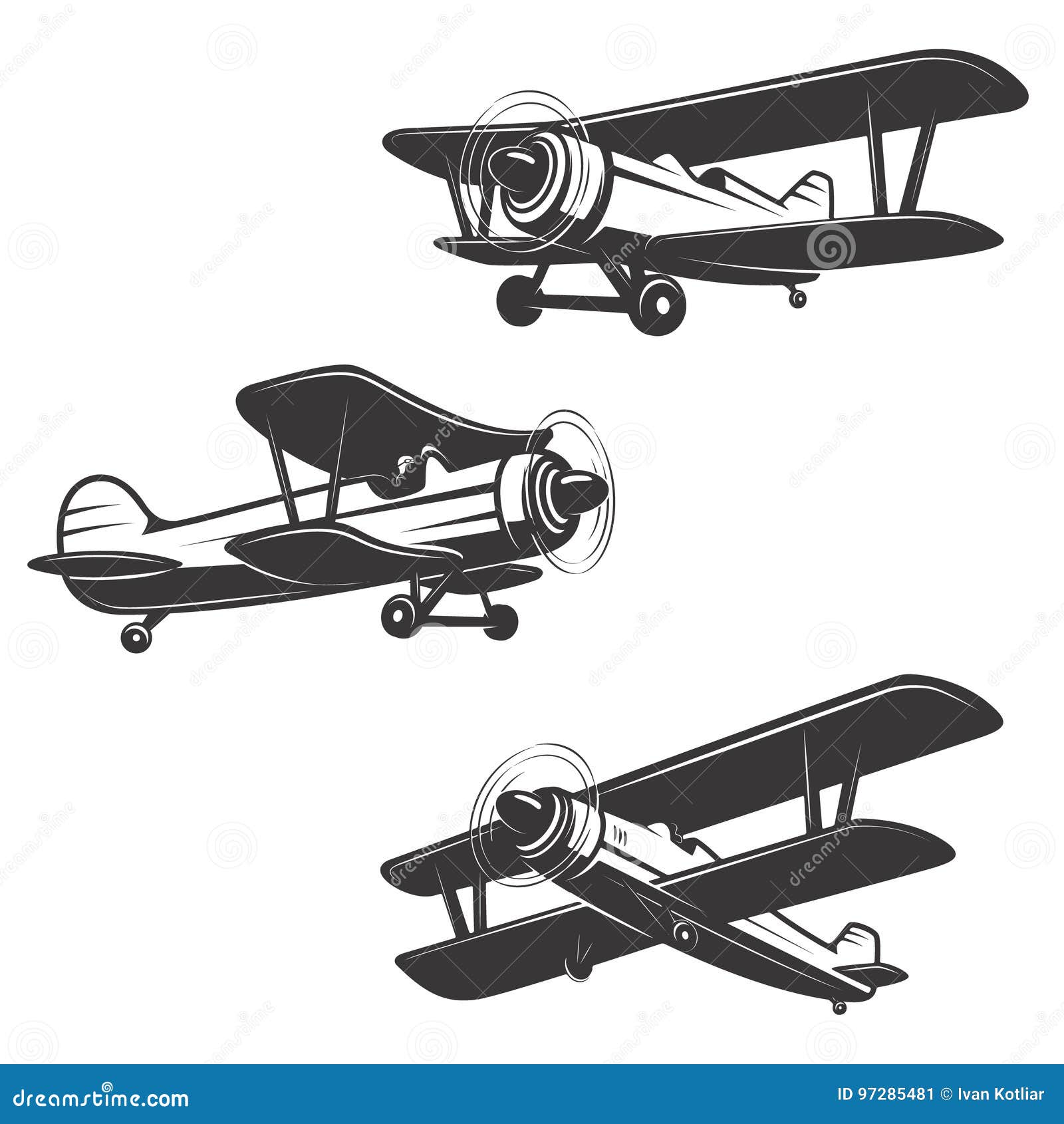 Set of Airplane Icons Isolated on White Background. Stock Vector ...