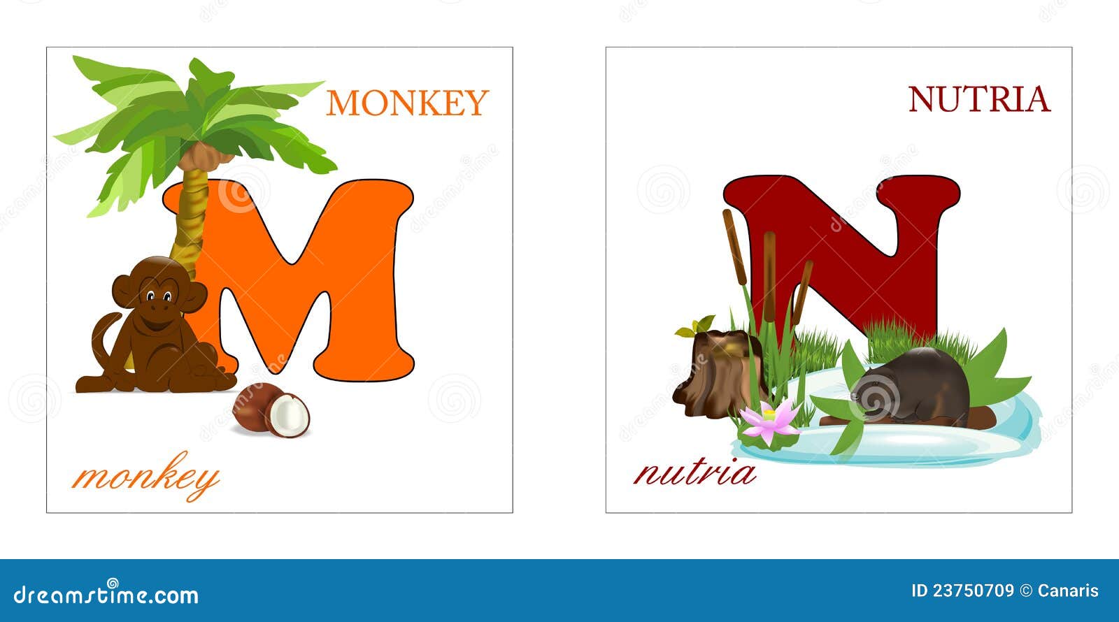 Set of Alphabet Letters, M-N Stock Illustration - Illustration of brown