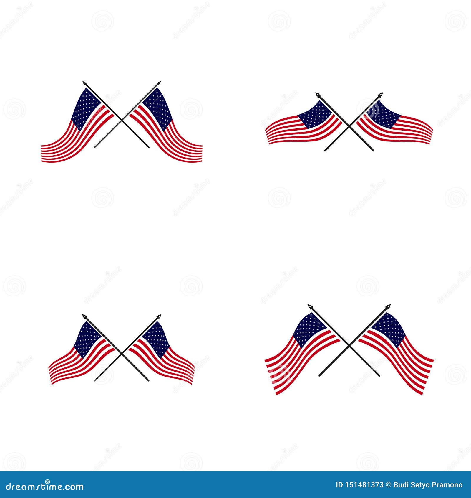 Download Set Of American Flag Vector Illustration Design Template ...