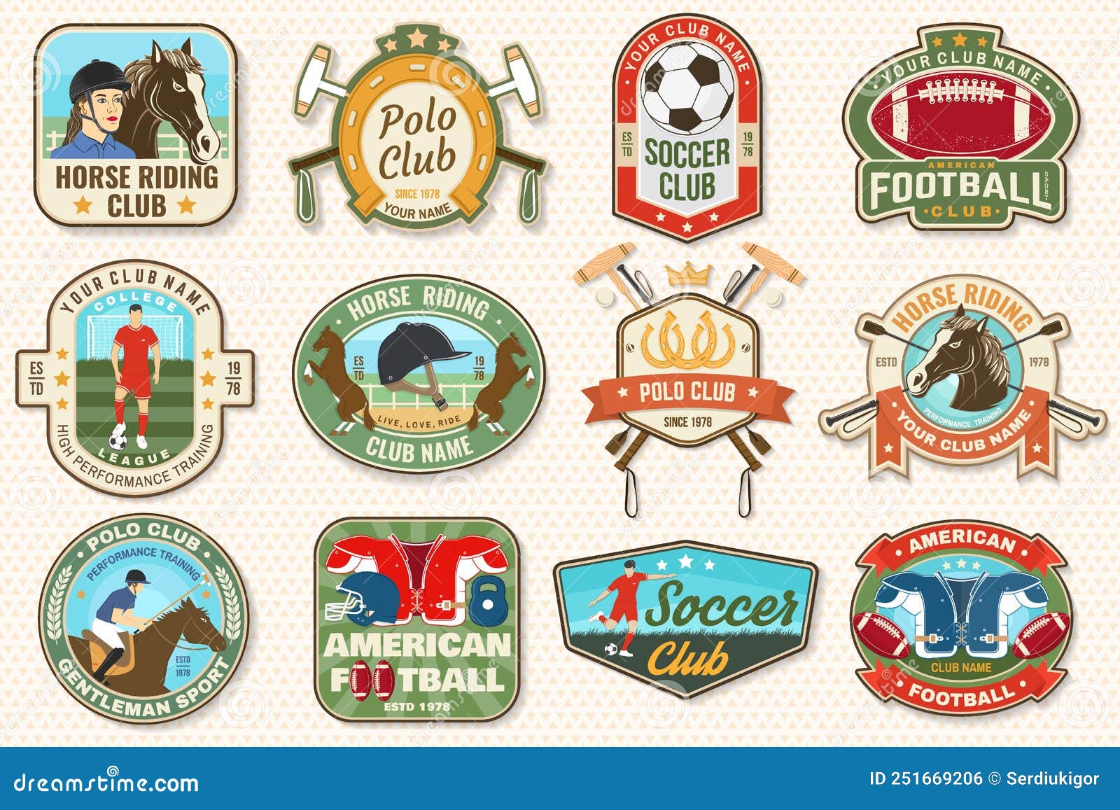 American football or rugby club embroidery patch Vector Image