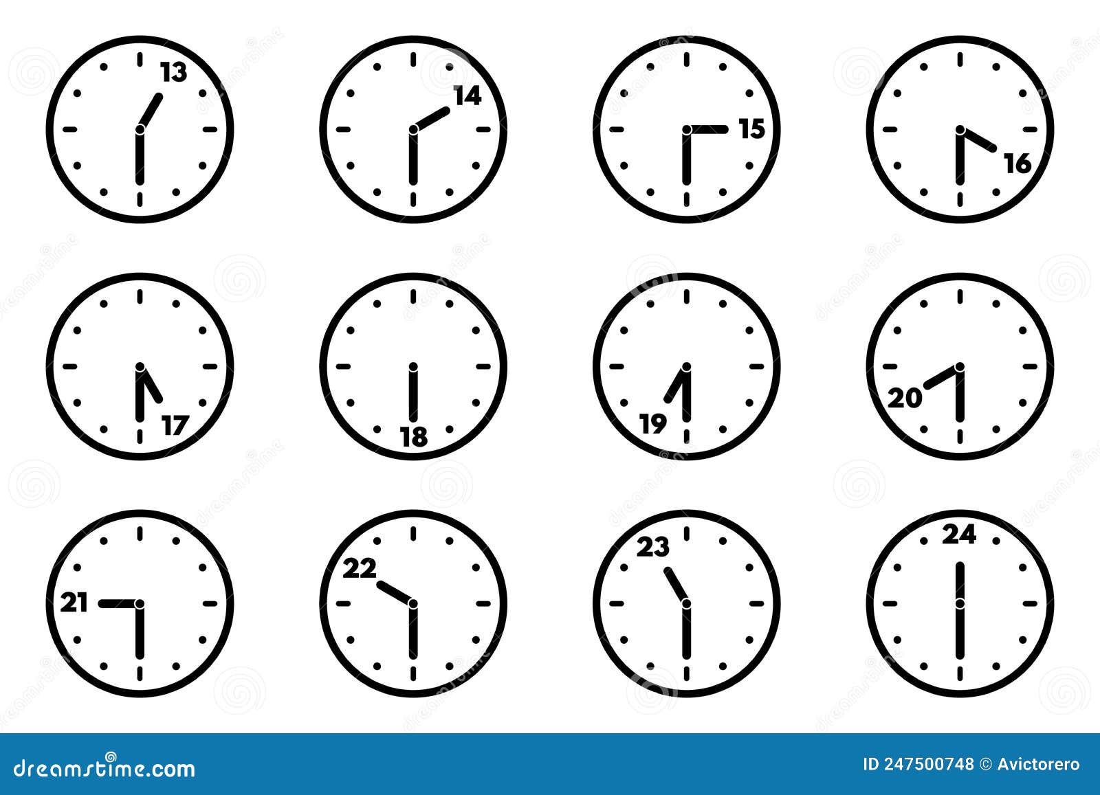 Set of Analog Clock Icon for Every Hour and Half Stock Vector ...