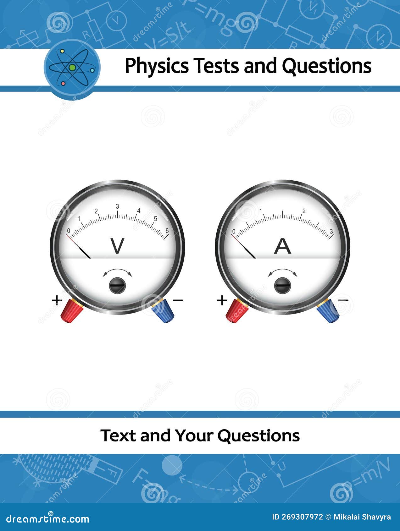 Analog Voltmeter and Ammeter on White Background. Stock Vector -  Illustration of scale, measure: 235505286