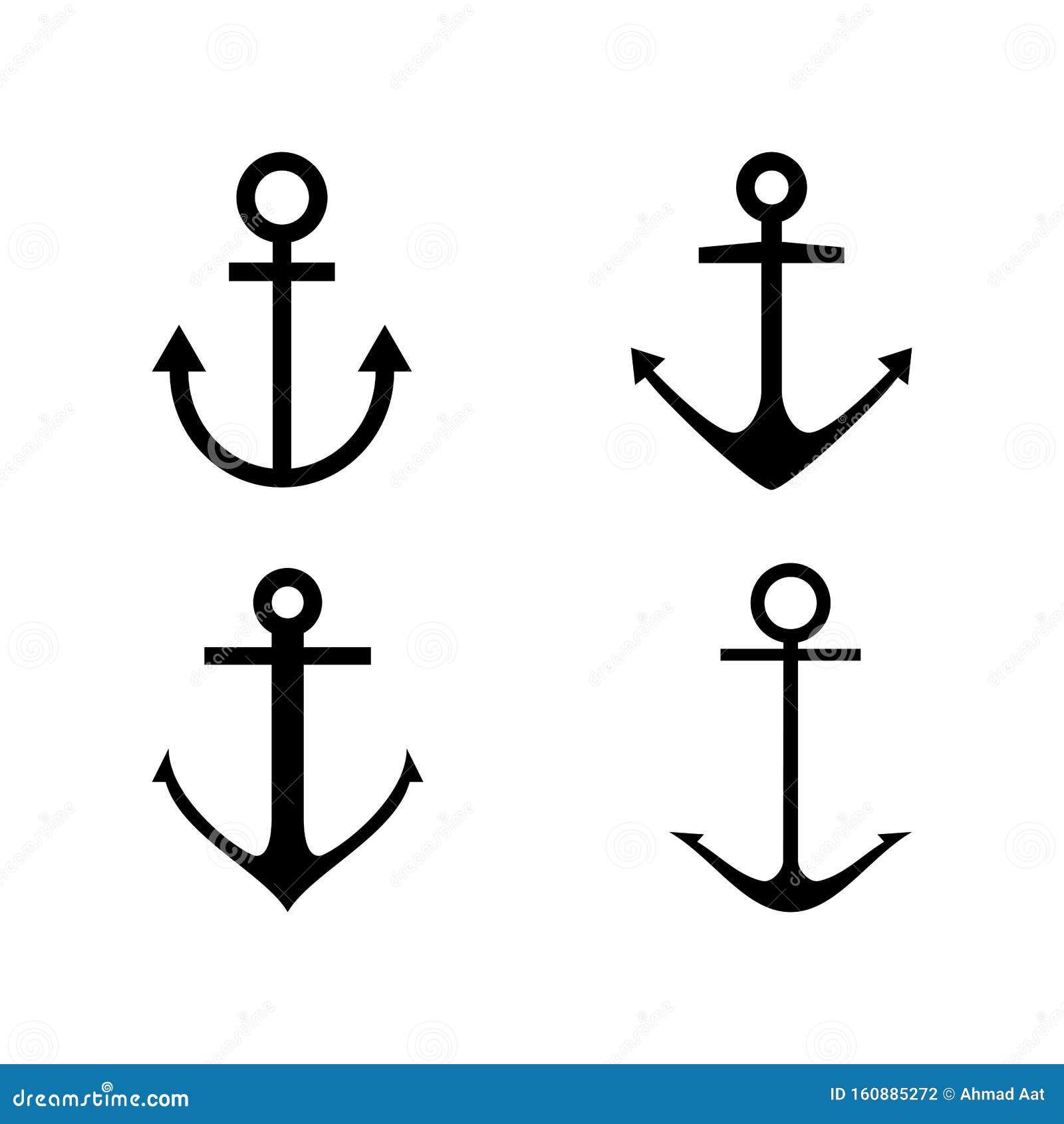 Set of Anchors. Vector IllustrationA Set of Silhouettes of Anchors ...