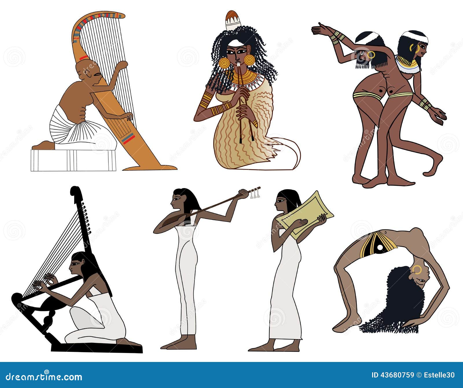 A Set Of Ancient Egyptian Music And Dance Illustrations Cartoondealer 