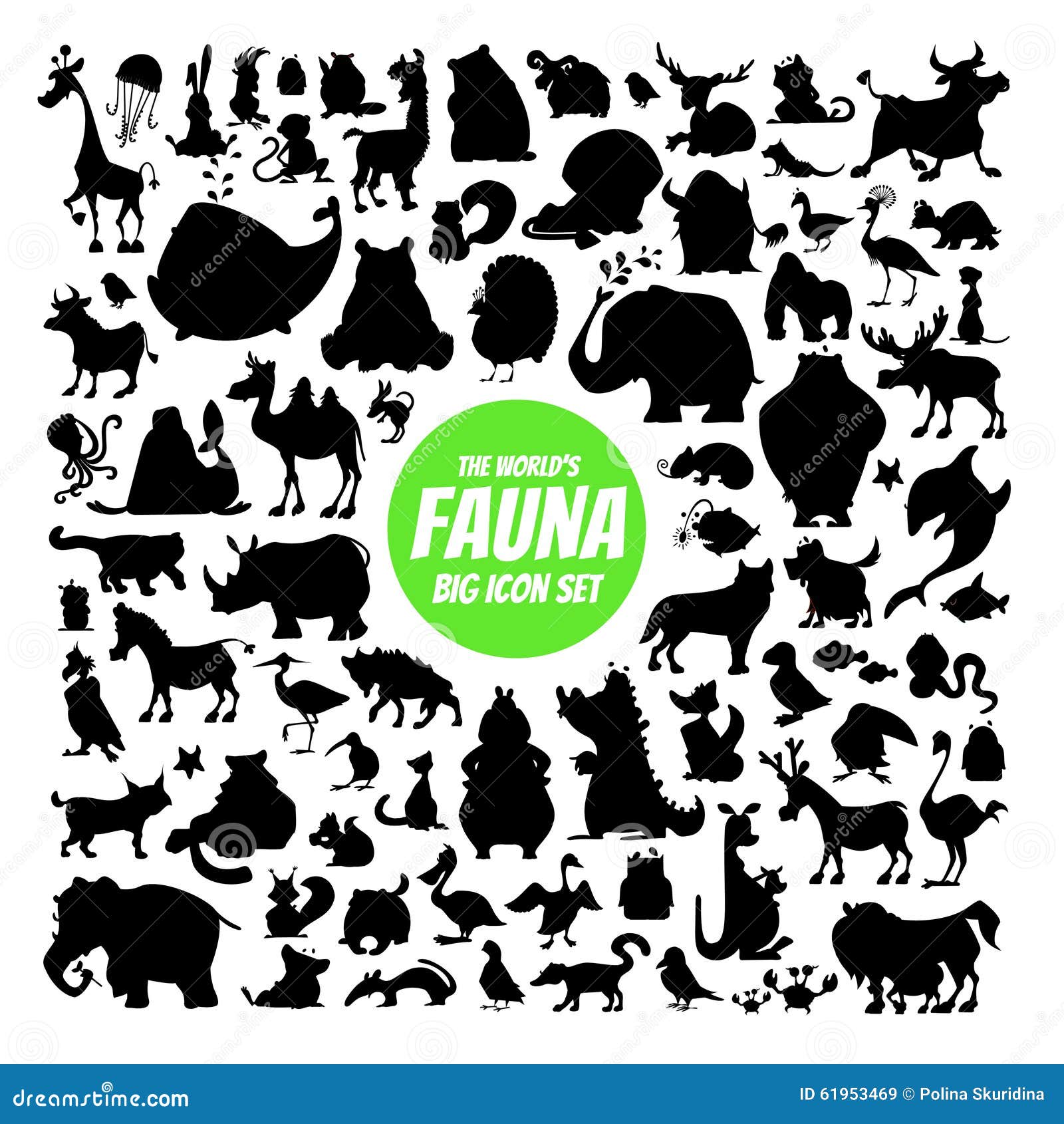 Set of Animal S Silhouettes of the World Stock Vector - Illustration of ...