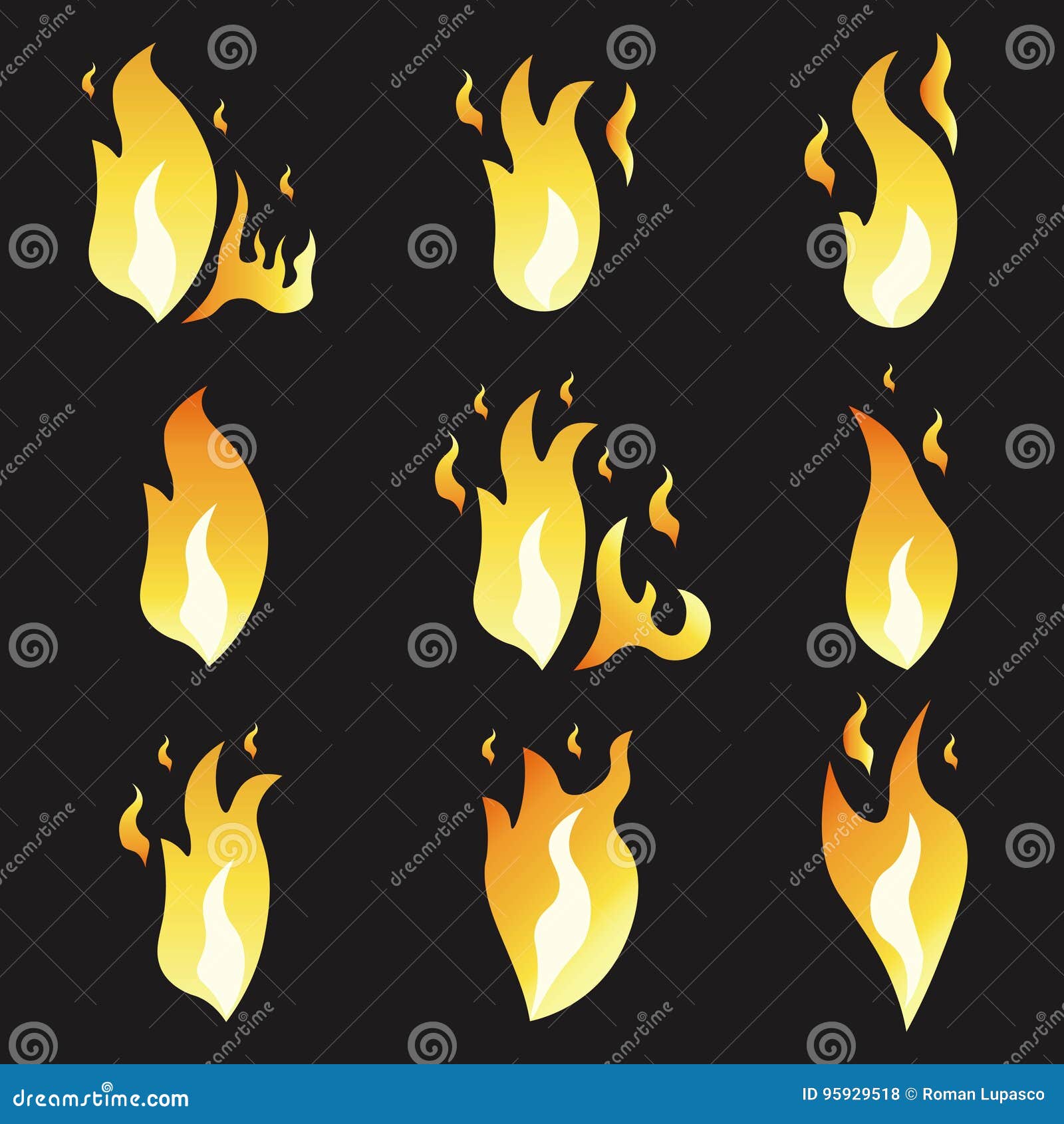 Set Of Animation Fire And Illustration Various . Cartoon Flat Style