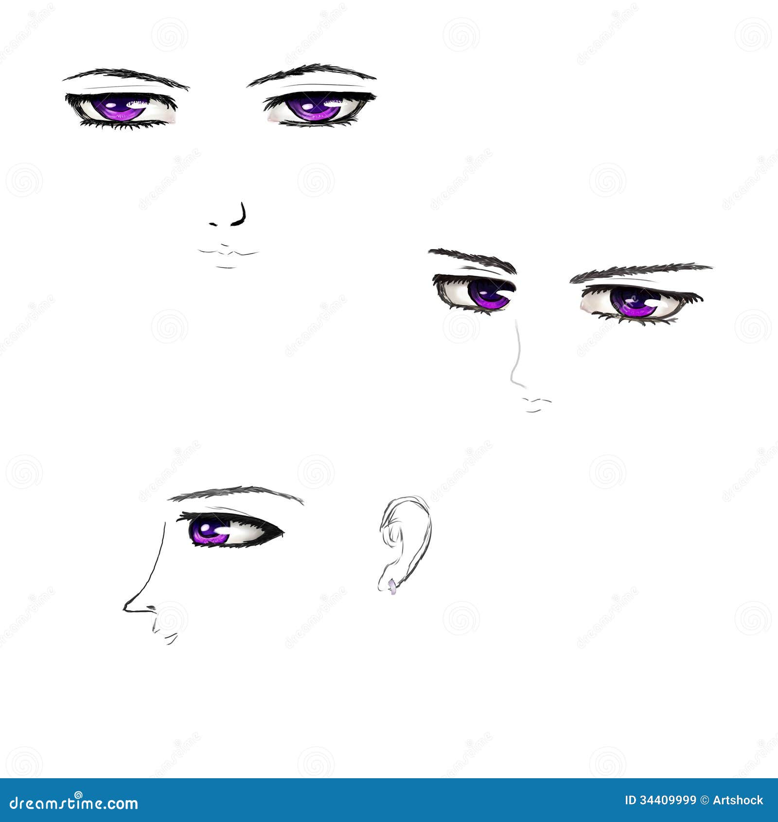 How to Draw Manga Female and Male Faces Reference Book