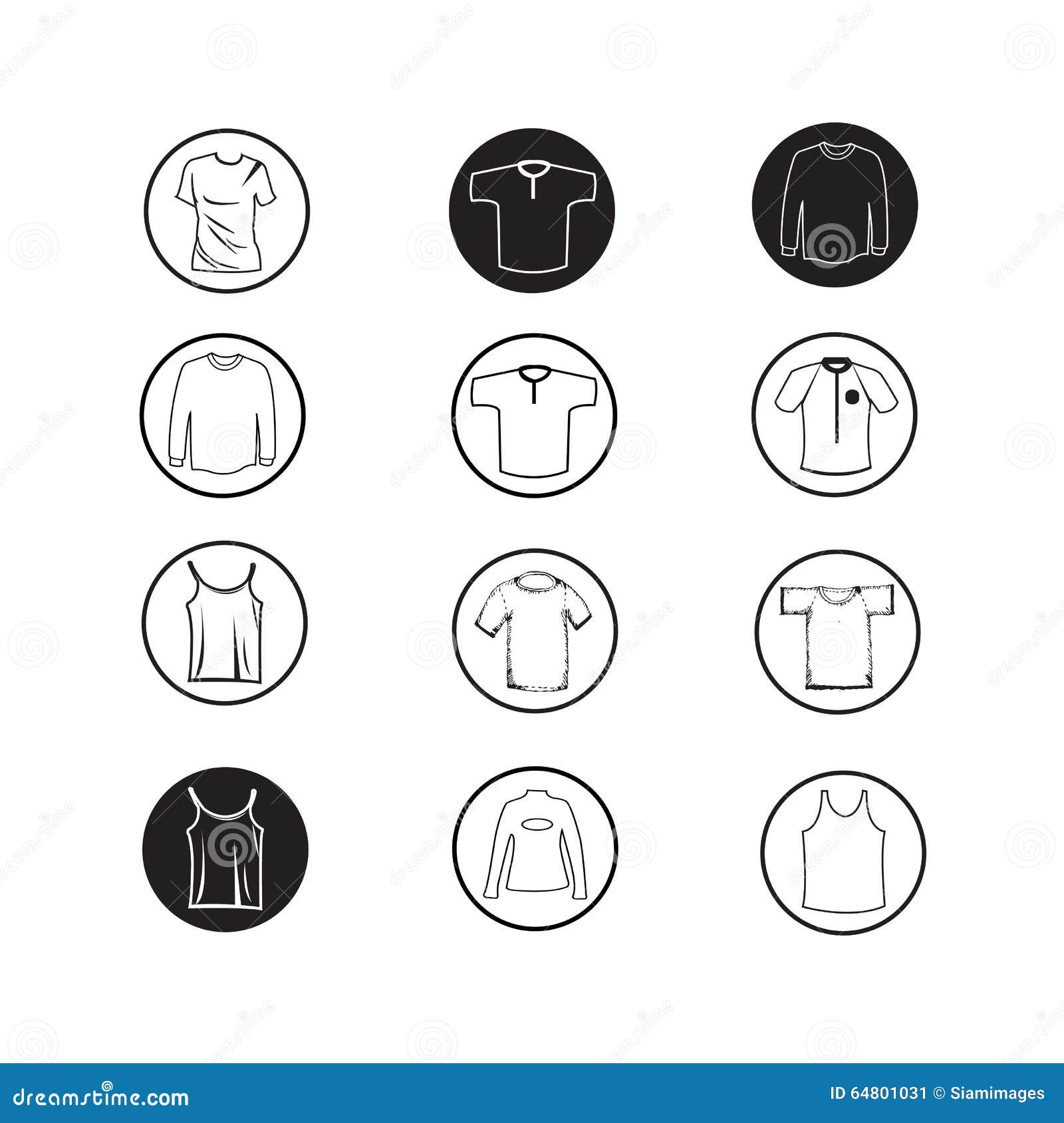 Set of Apparel Shirt and T-shirt Icon Clothing Icons Stock Vector ...
