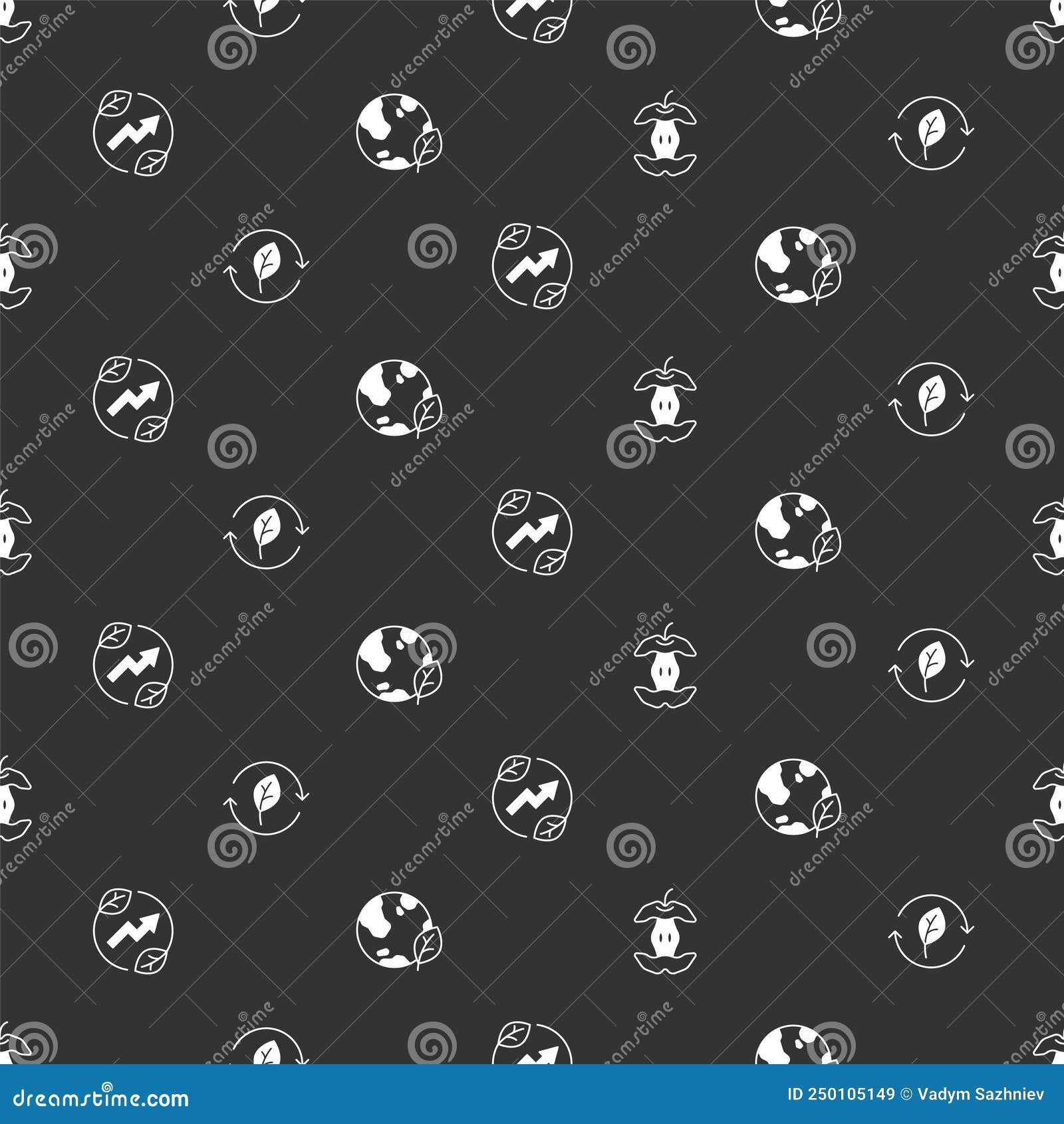 Set Apple Core, Recycle Symbol with Leaf, Electric Saving Plug in and