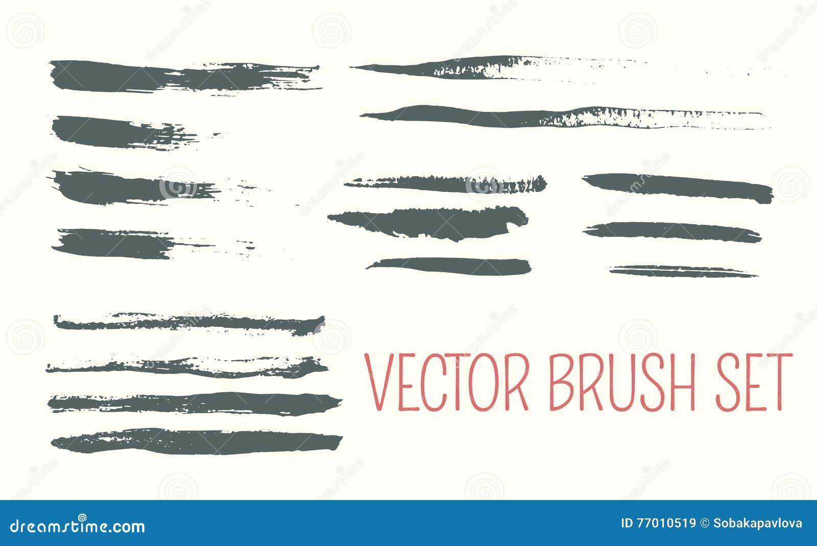 Set of Art Brushes. Hand Drawn Custom Brushes with Rough Edges Stock