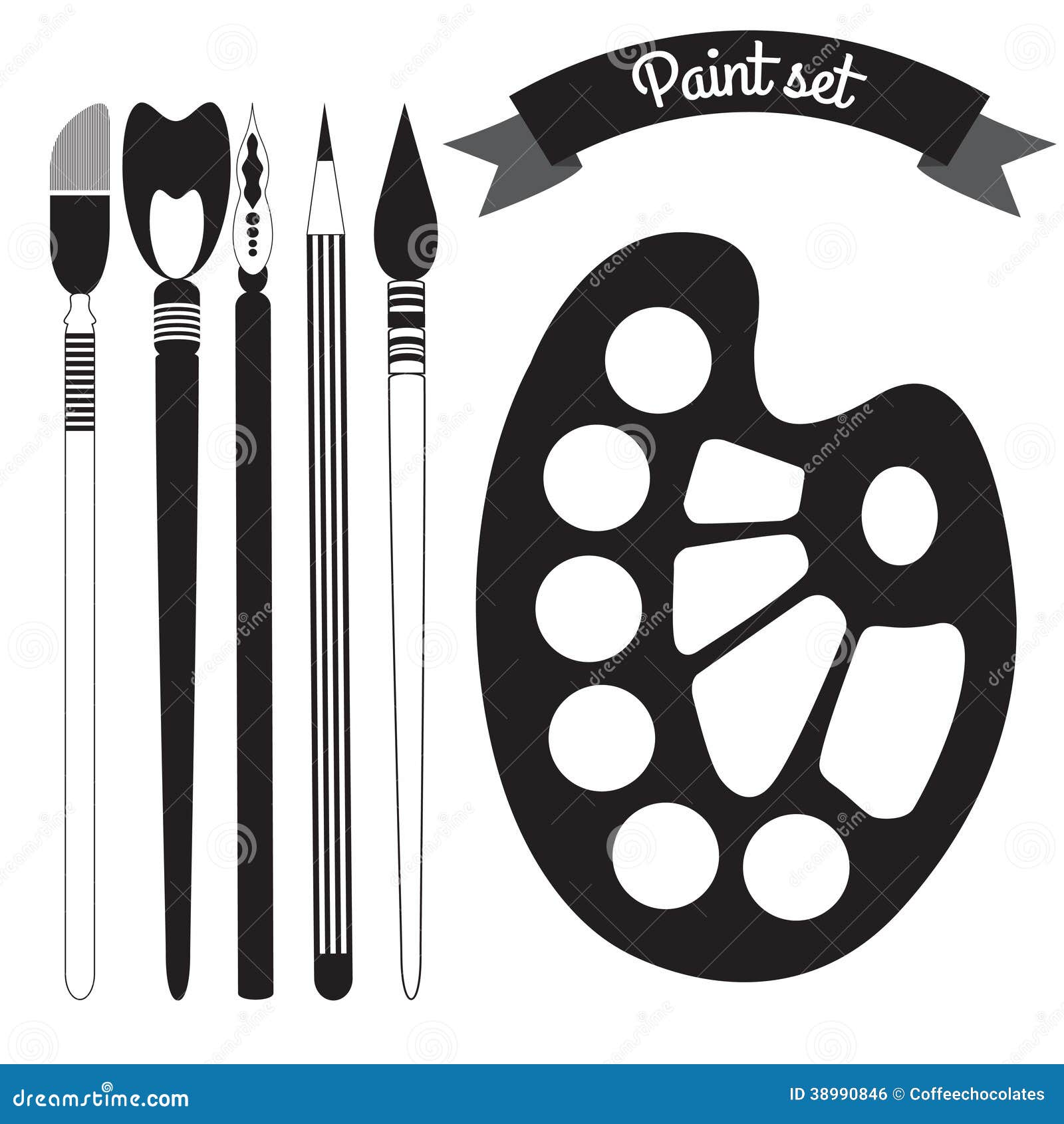 Set of Art and Paint Supplies Vector Stock Vector Illustration of