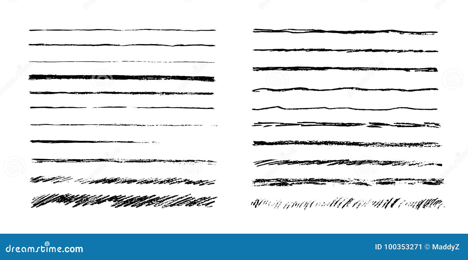 Set Of Artistic Pencil Brushes. Hand Drawn Grunge Strokes. Vector