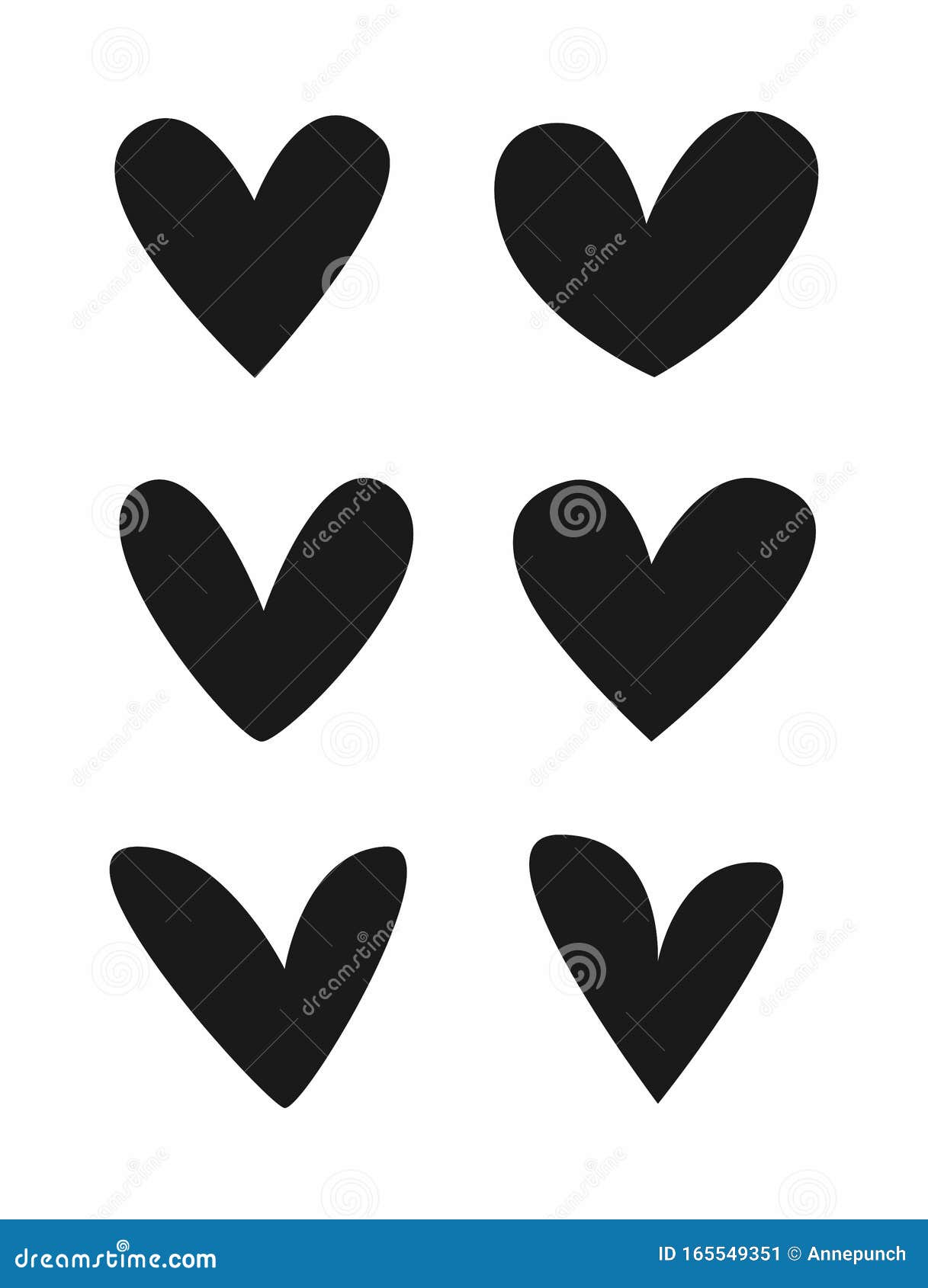 set of asymmetrical hearts.  icons, logos, s, signs.