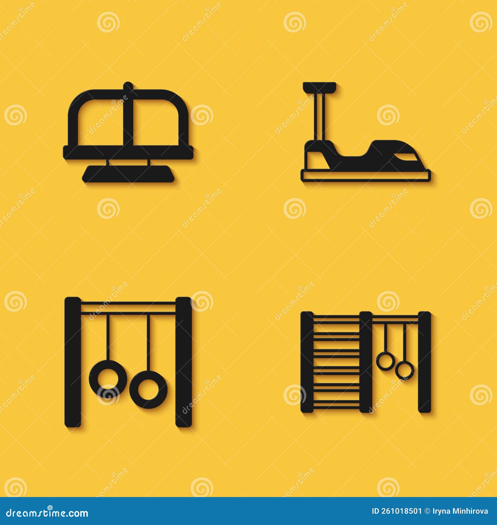 Set Attraction Carousel, Swedish Wall, Gymnastic Rings and Bumper Icon