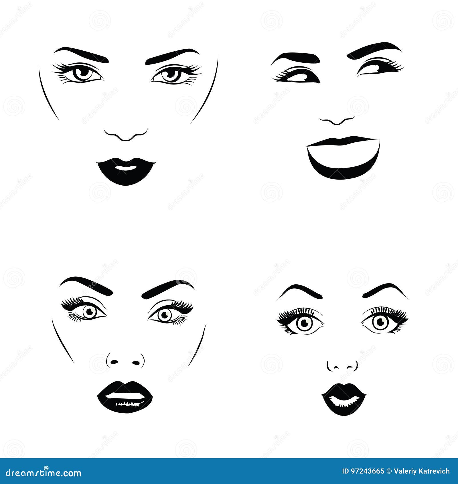 Set of Attractive Female Faces. Different Emotions. Vector Illustration Stock Vector - Illustration of elegant, female: 97243665 Set of Attractive Female Faces. Different Emotions. Vector Illustration Stock Vector - Illustration of elegant, female: 97243665