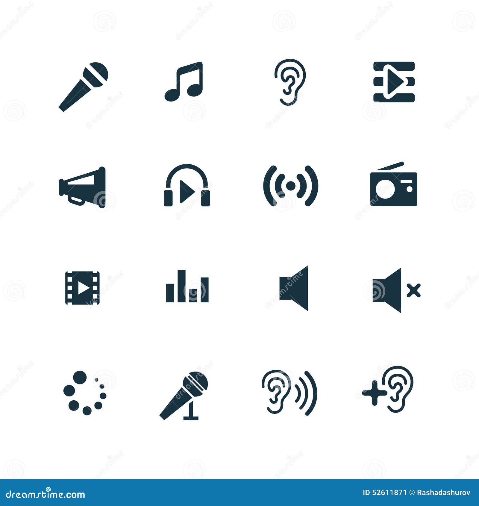 Set of audio icons stock vector. Illustration of audio - 52611871
