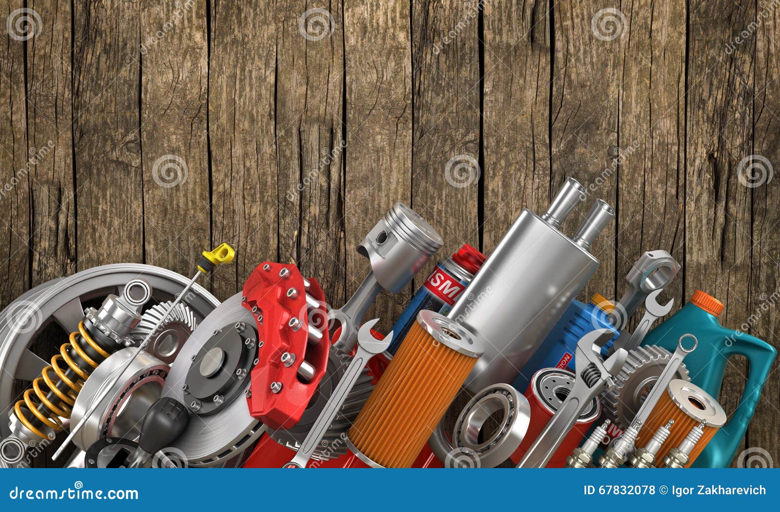 Set of Auto Parts on the Old Stock Photo Image of industry