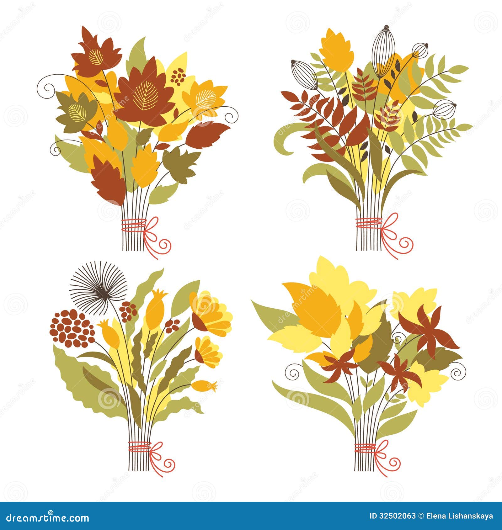 set of an autumnal bouquets