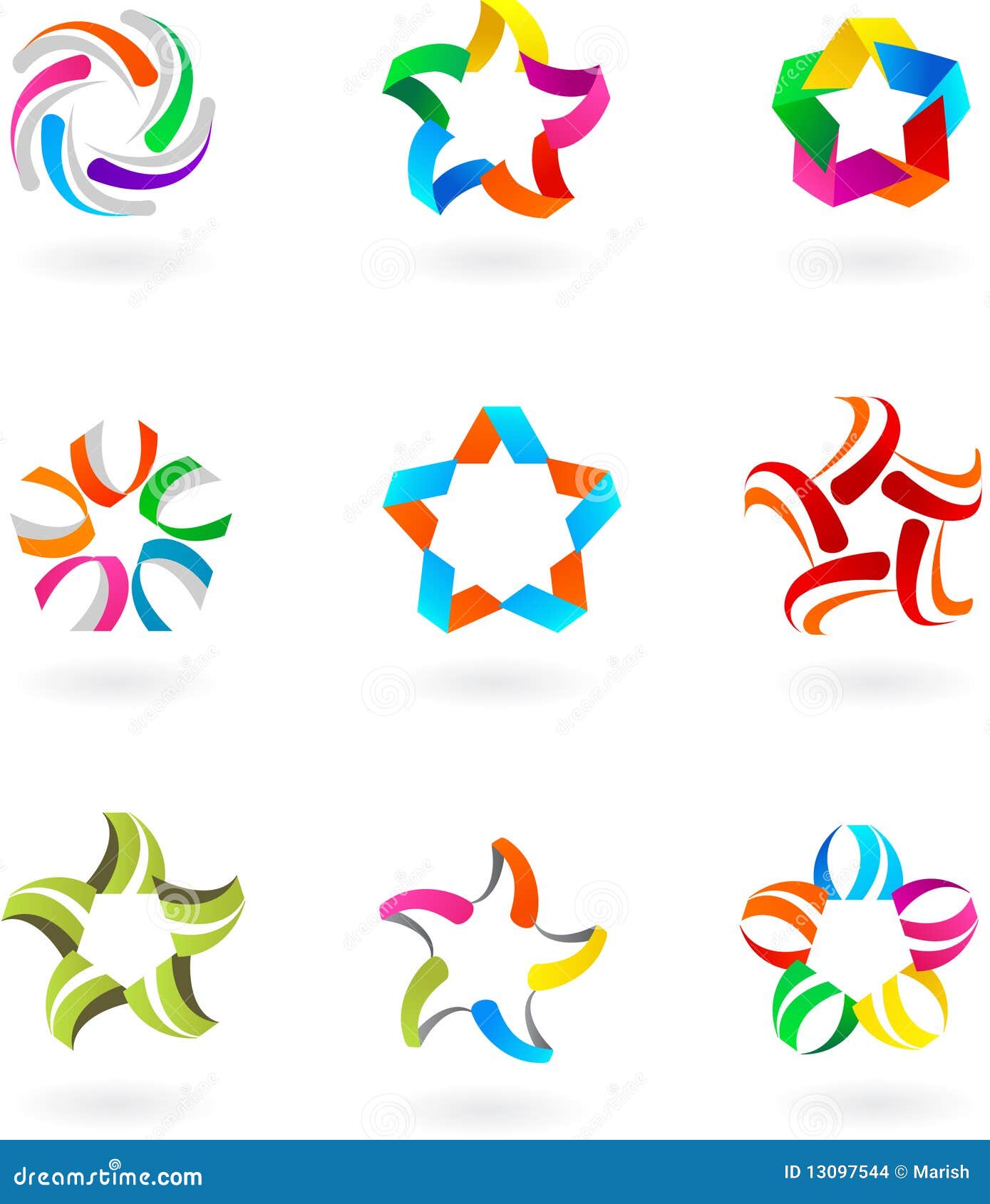 Set av abstrakt symboler och logoer #3 - design. Samling av abstrakt logo- & designelement - 9 stycken