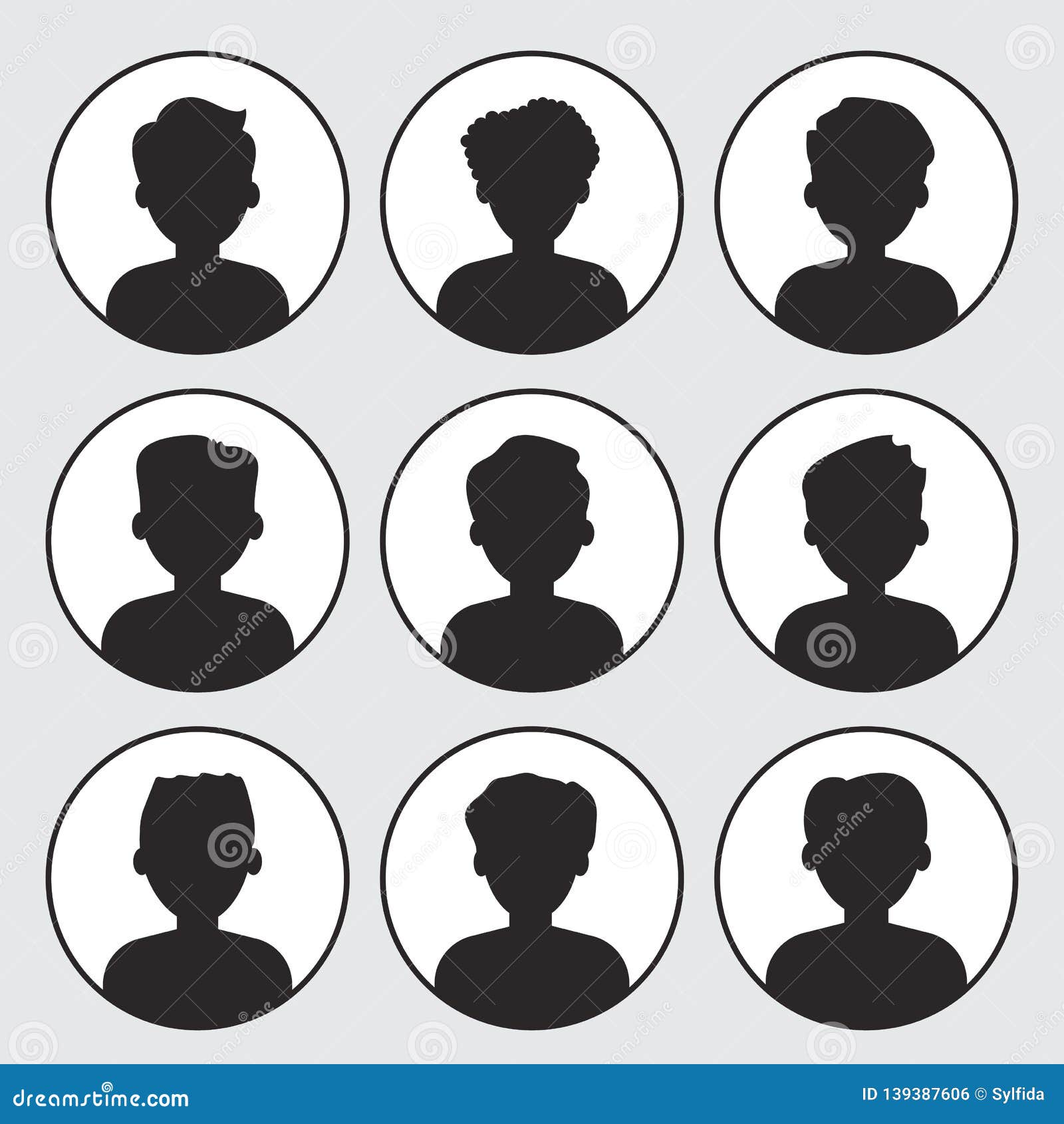 Set Of Avatar Or User Icons. Vector Illustration. Silhouette Of