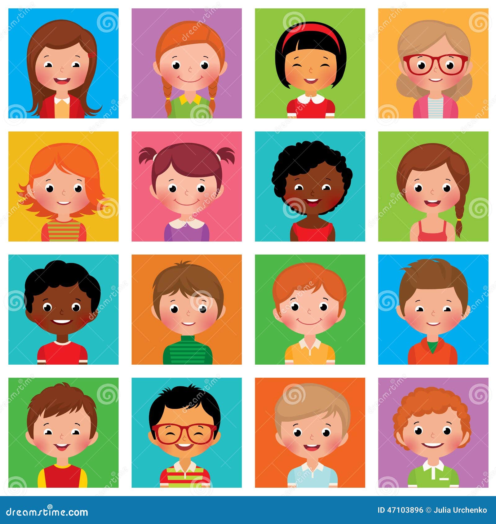 Set avatars boys and girls stock vector. Illustration of icon - 47103896, image size:1600x1690