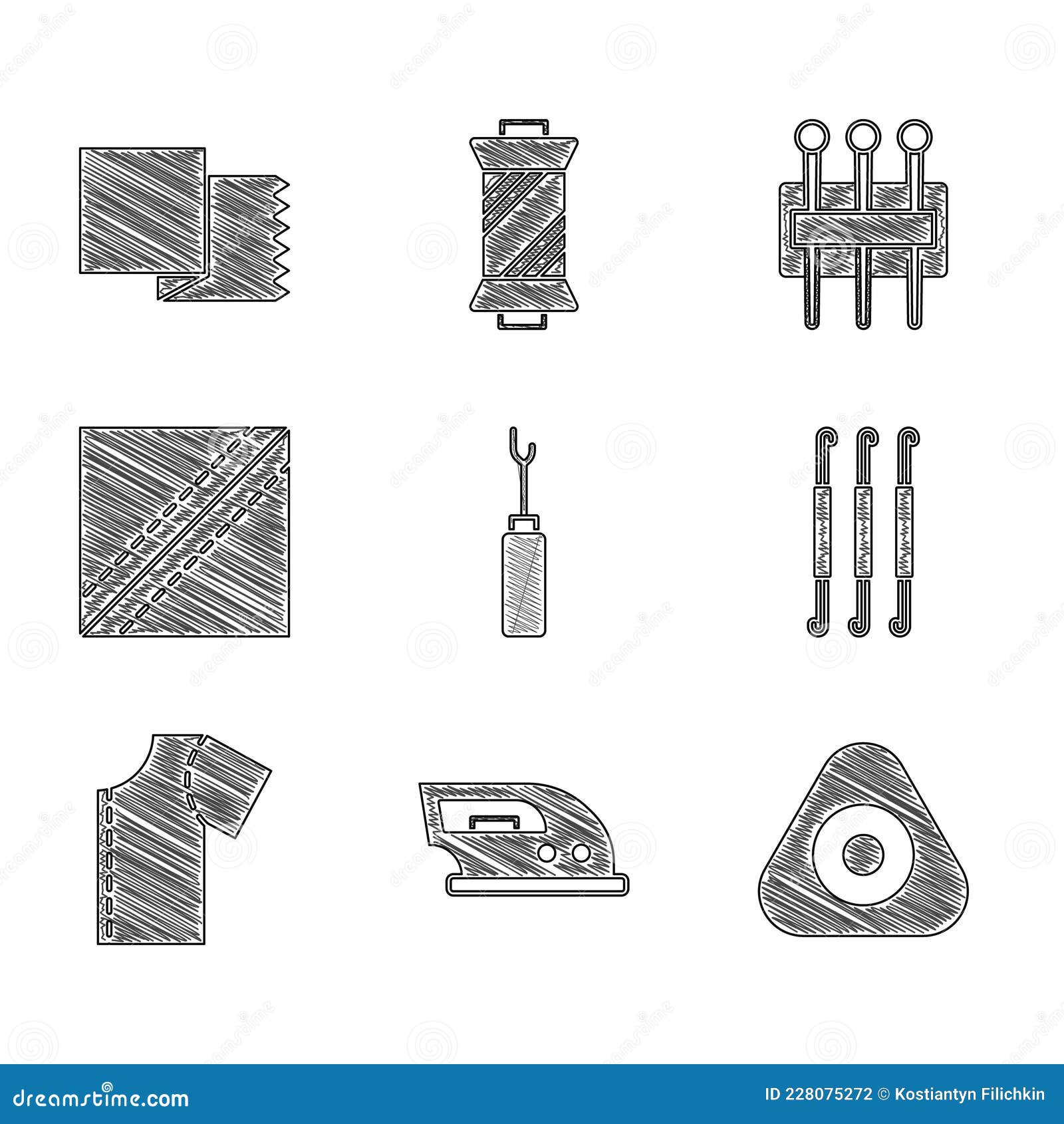 Set Awl Tool, Electric Iron, Sewing Chalk, Crochet Hook, Pattern