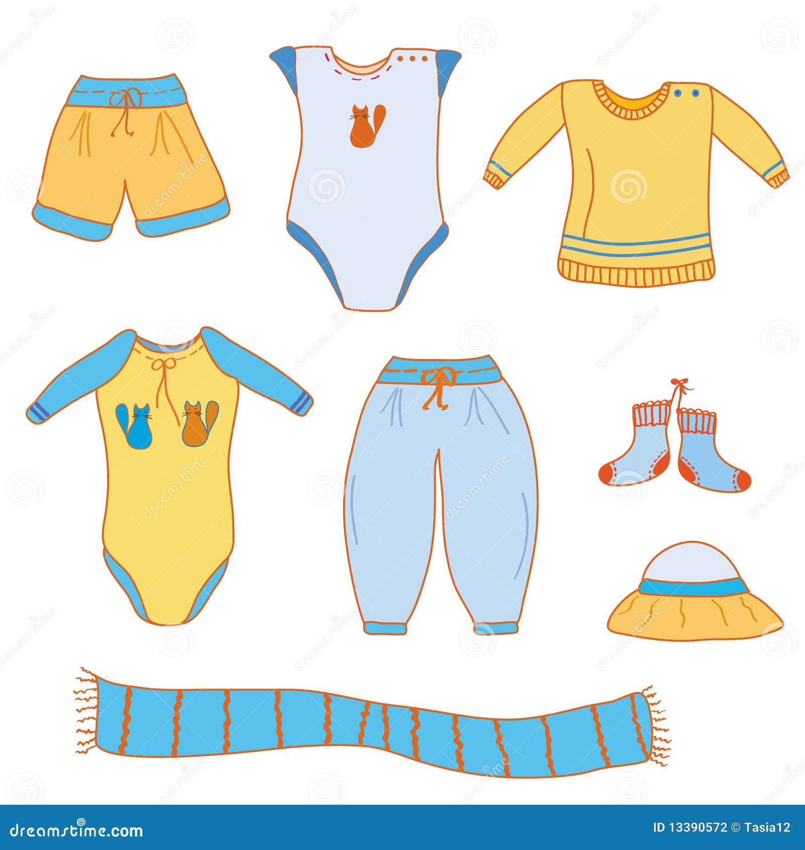 Set Of Baby Boy Clothes Stock Vector Illustration Of Babysuit