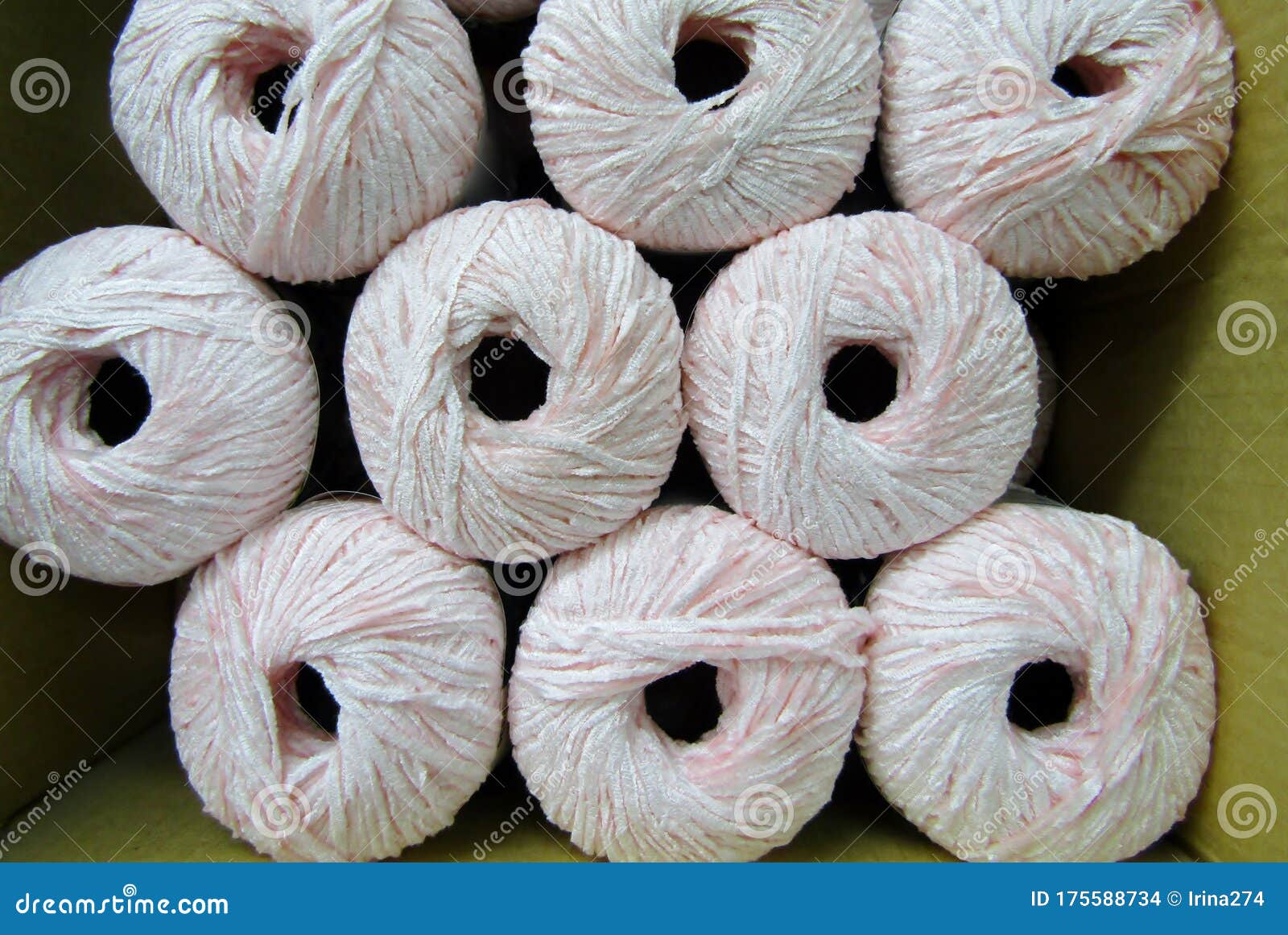 set of pale pink rayon chenille yarn balls