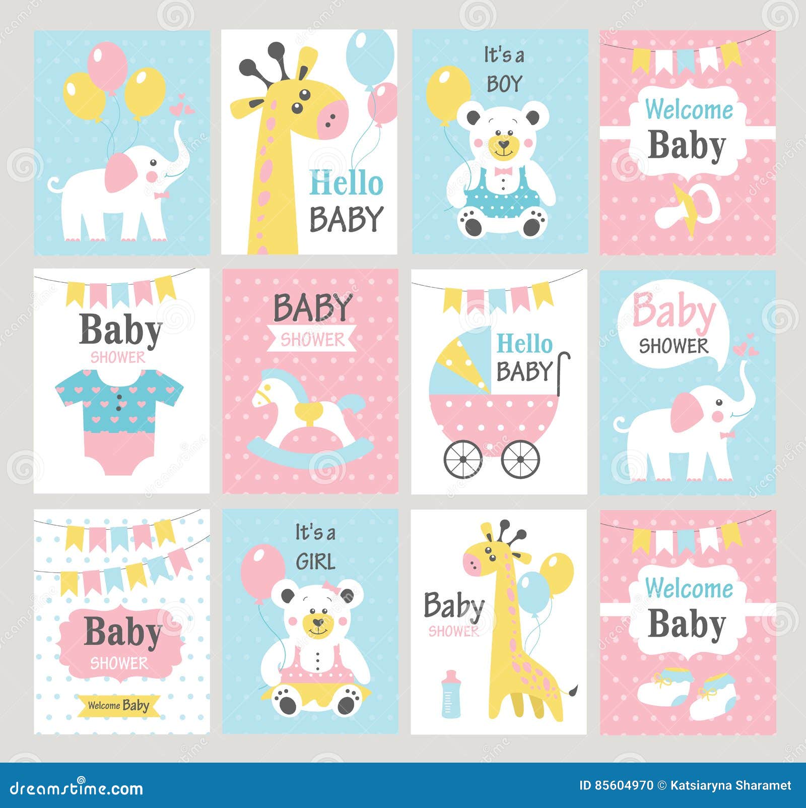 set of baby shower cards.