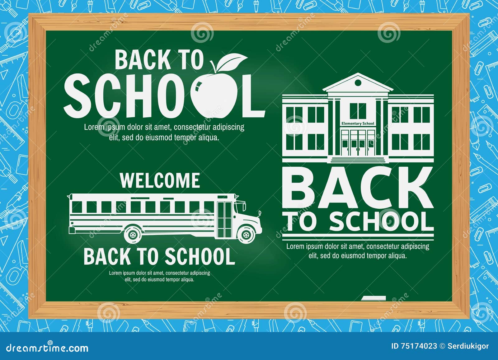 Set of Back To School Retro Design Stock Vector Illustration of