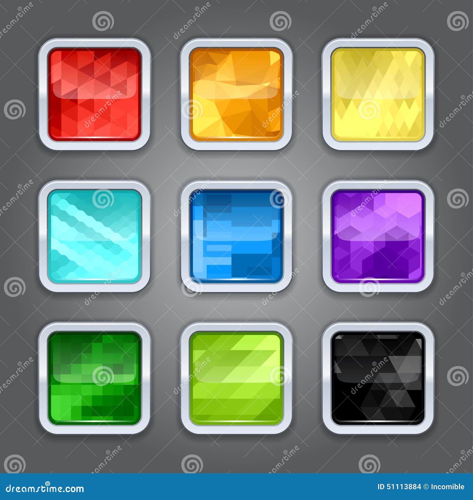 Set of Backgrounds with Metal Border for the App Stock Vector Illustration of geometry